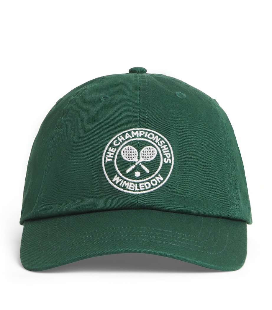 x Wimbledon Cotton Embroidered Baseball Cap VINTAGE PINE Image 1