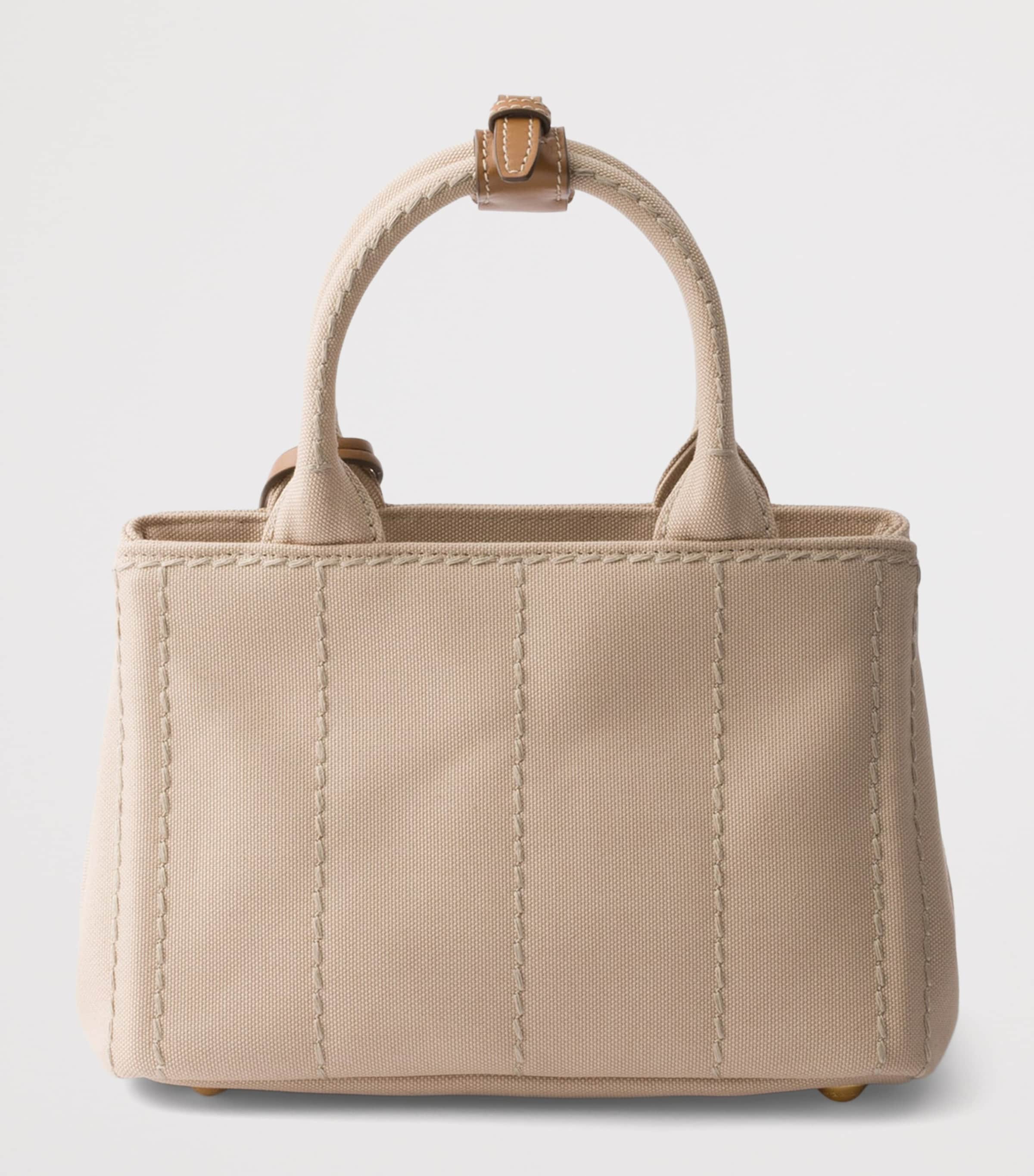 Prada Small Canvas Jardinière Top-Handle Bag Neutral Image 3