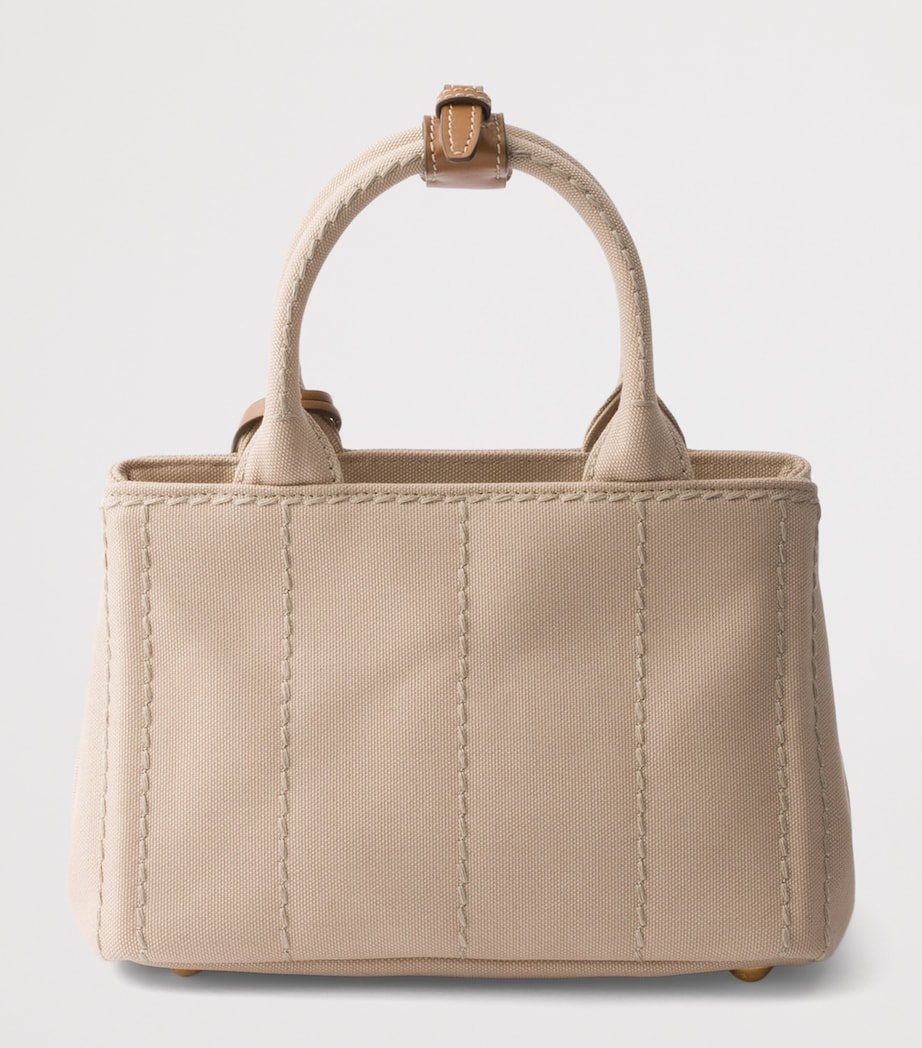 Prada Small Canvas Jardinière Top-Handle Bag Neutral Image 3