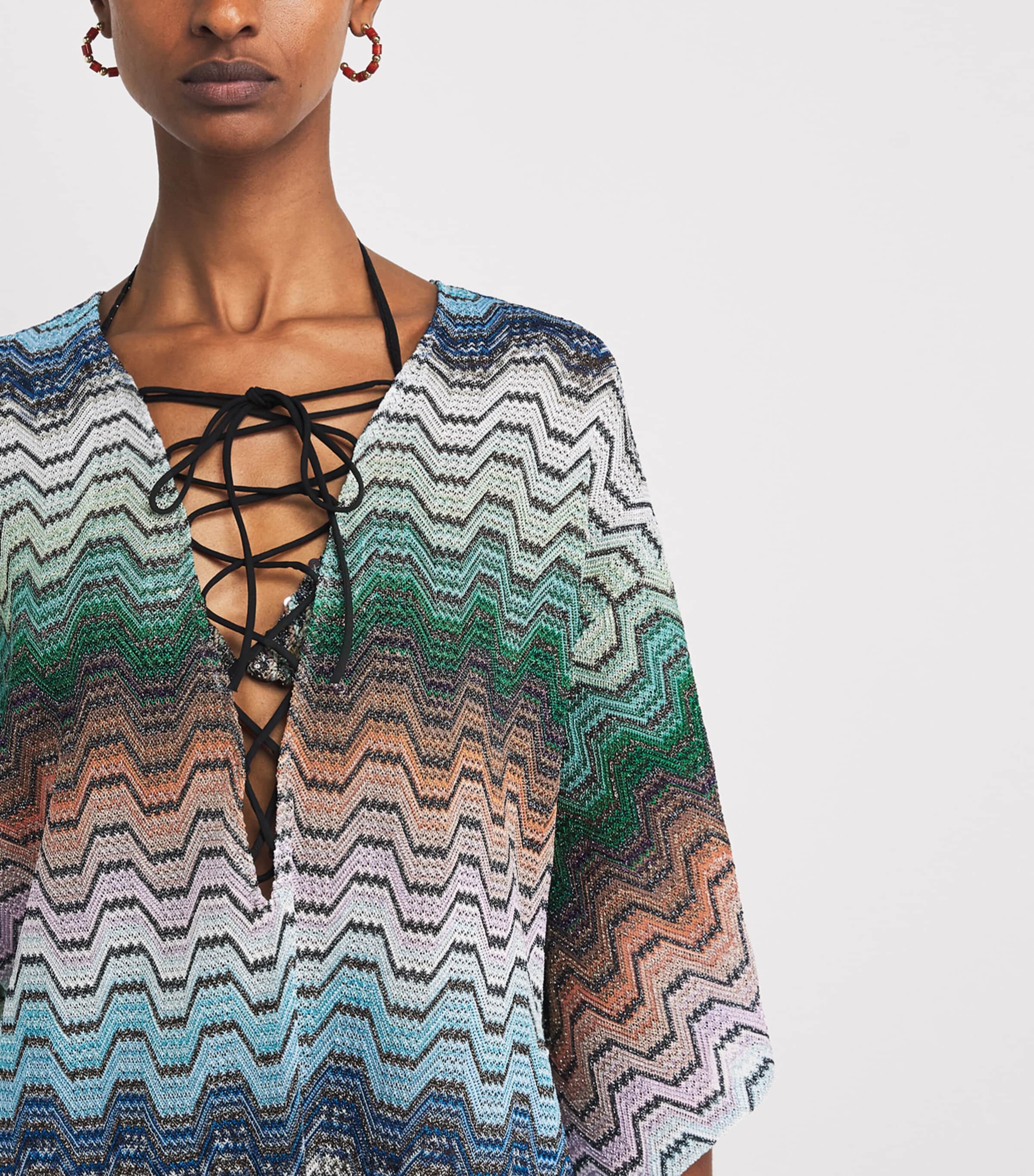 Missoni Womens Chevron Mini Kaftan Smsnq Mlti Blk/gr/or Image 3