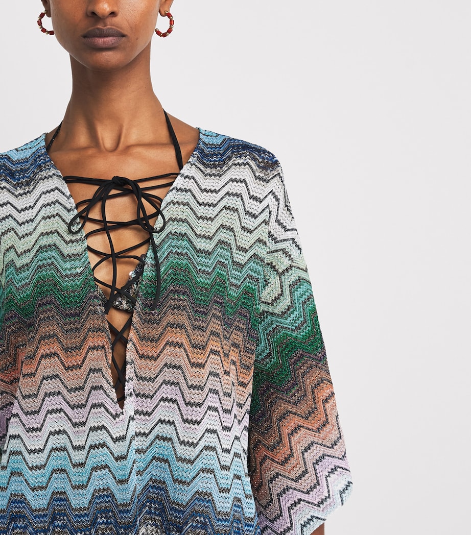 Missoni Womens Chevron Mini Kaftan Smsnq Mlti Blk/gr/or Image 3
