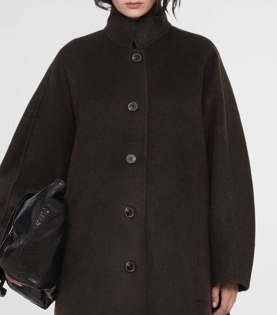 AllSaints Womens Wool-Blend Effie Coat Espresso Brown Image 3