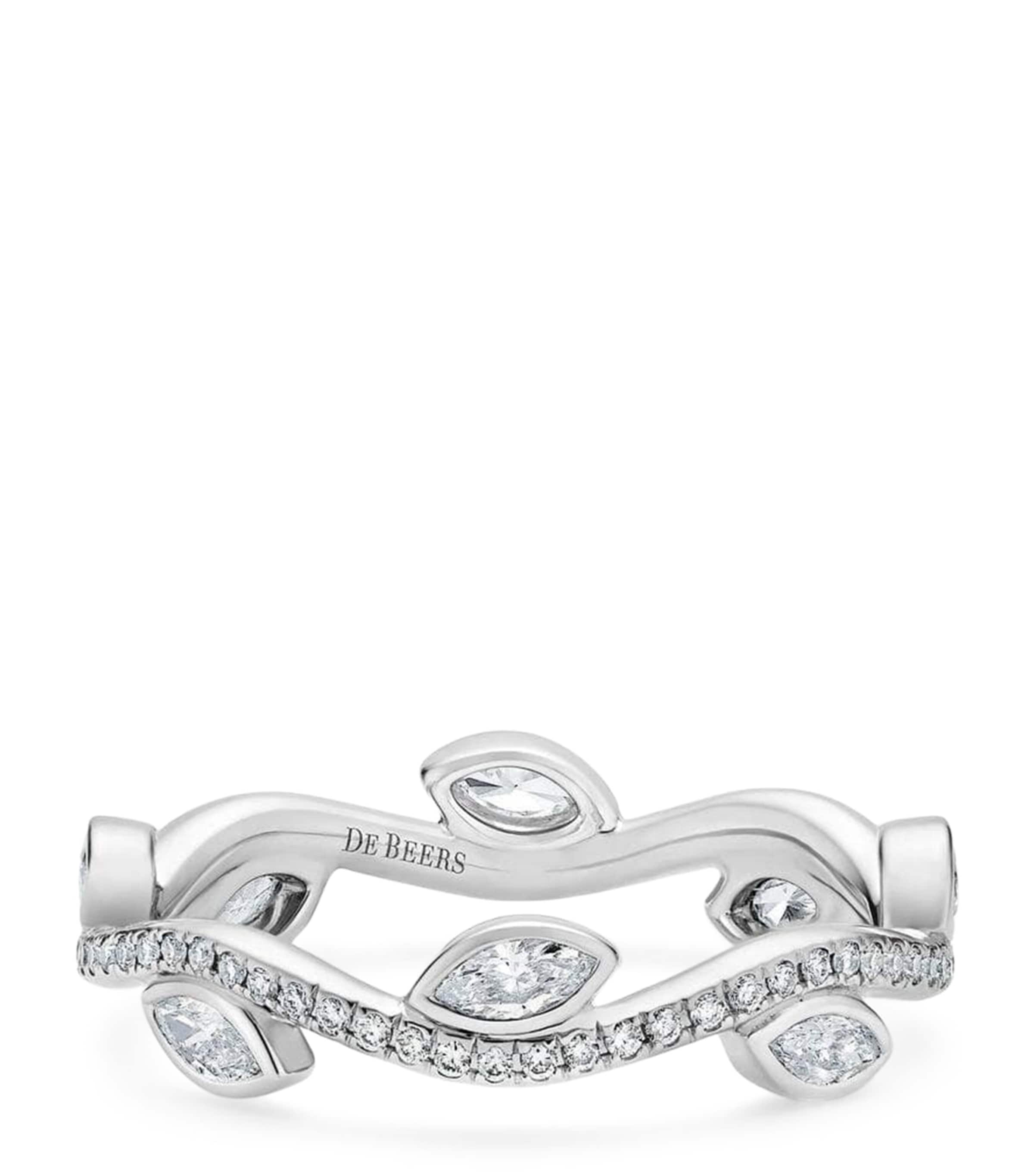 Shop De Beers Platinum And Diamond Bridal Adonis Rose Eternity Ring In Silver