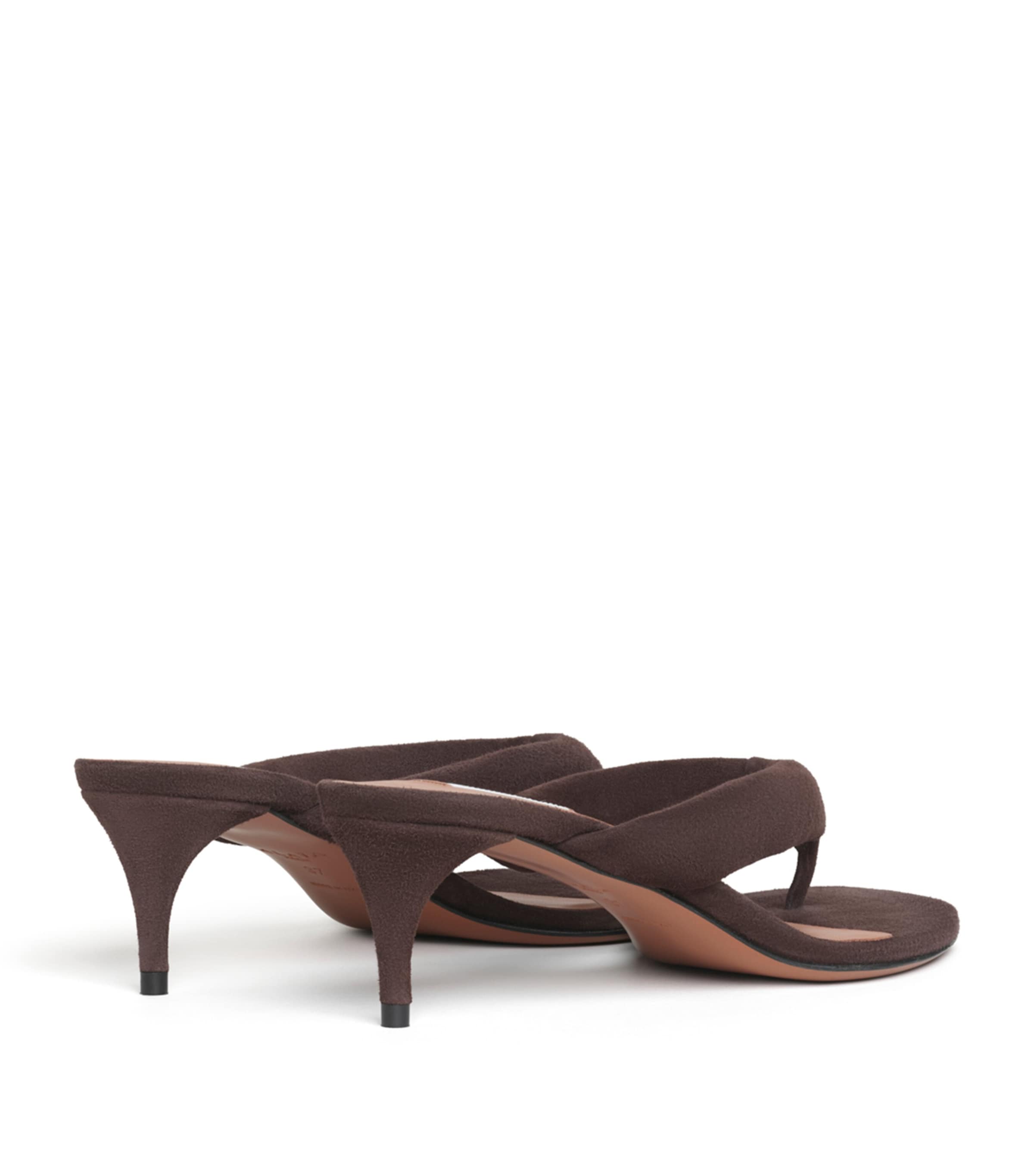 Alaïa Suede Thong Mules 55 Dark Brown Image 3