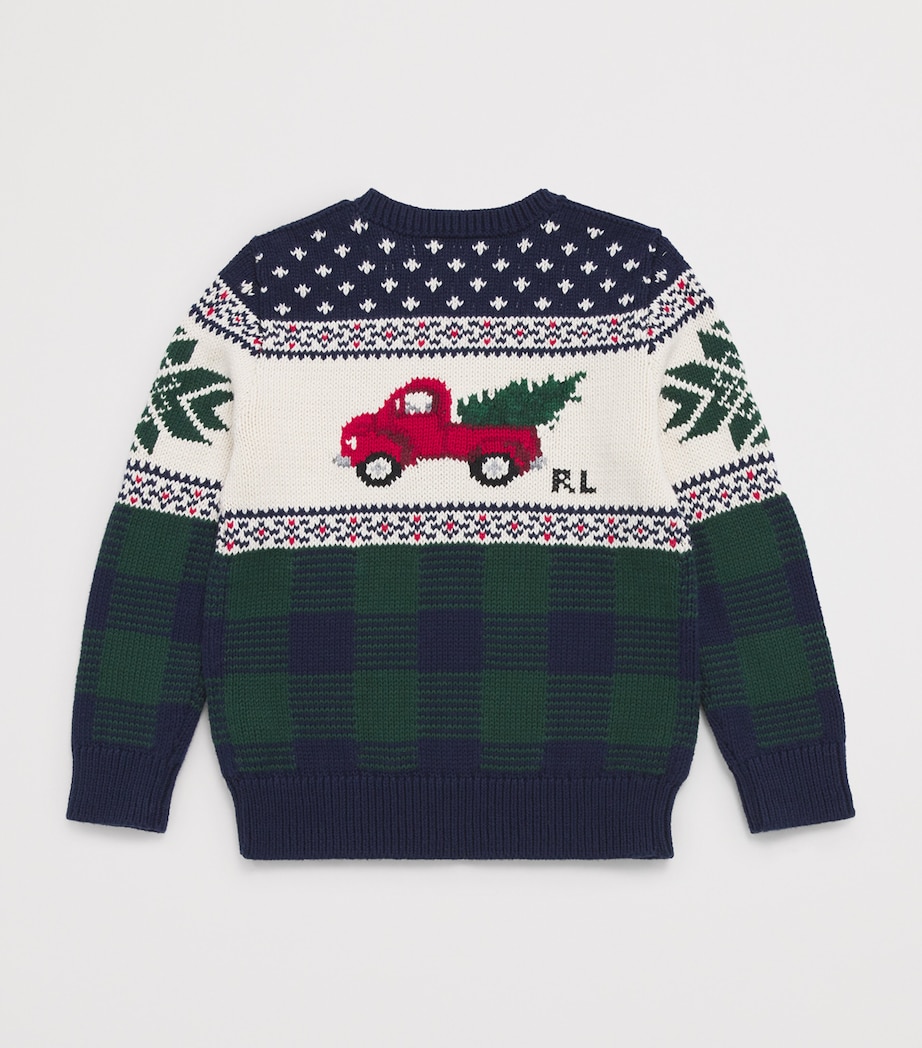 Cotton Fair Isle Sweater (6-14 Years) NAVY MU Image 2