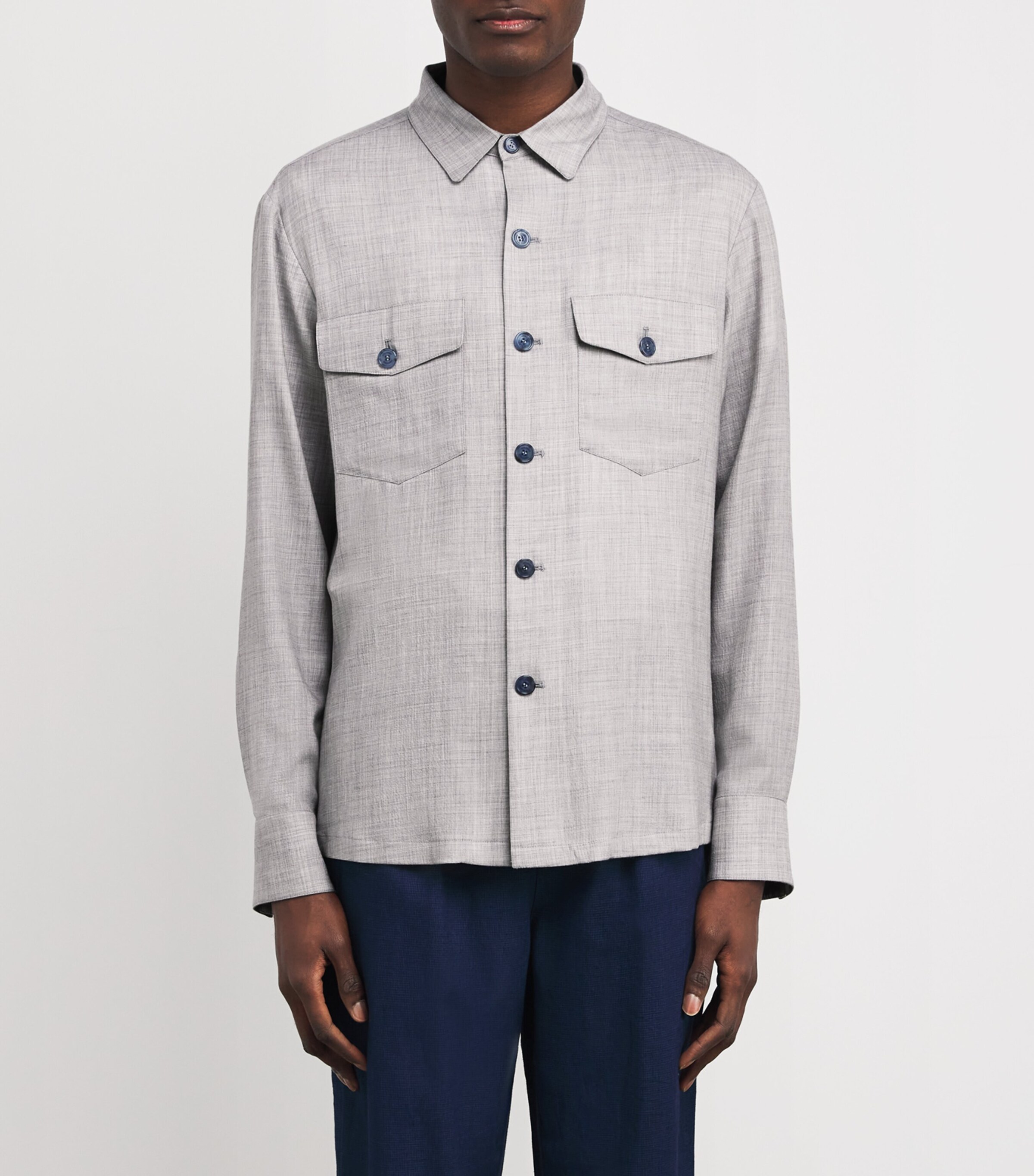 Colombo Mens Cashmere Overshirt Grey Image 3