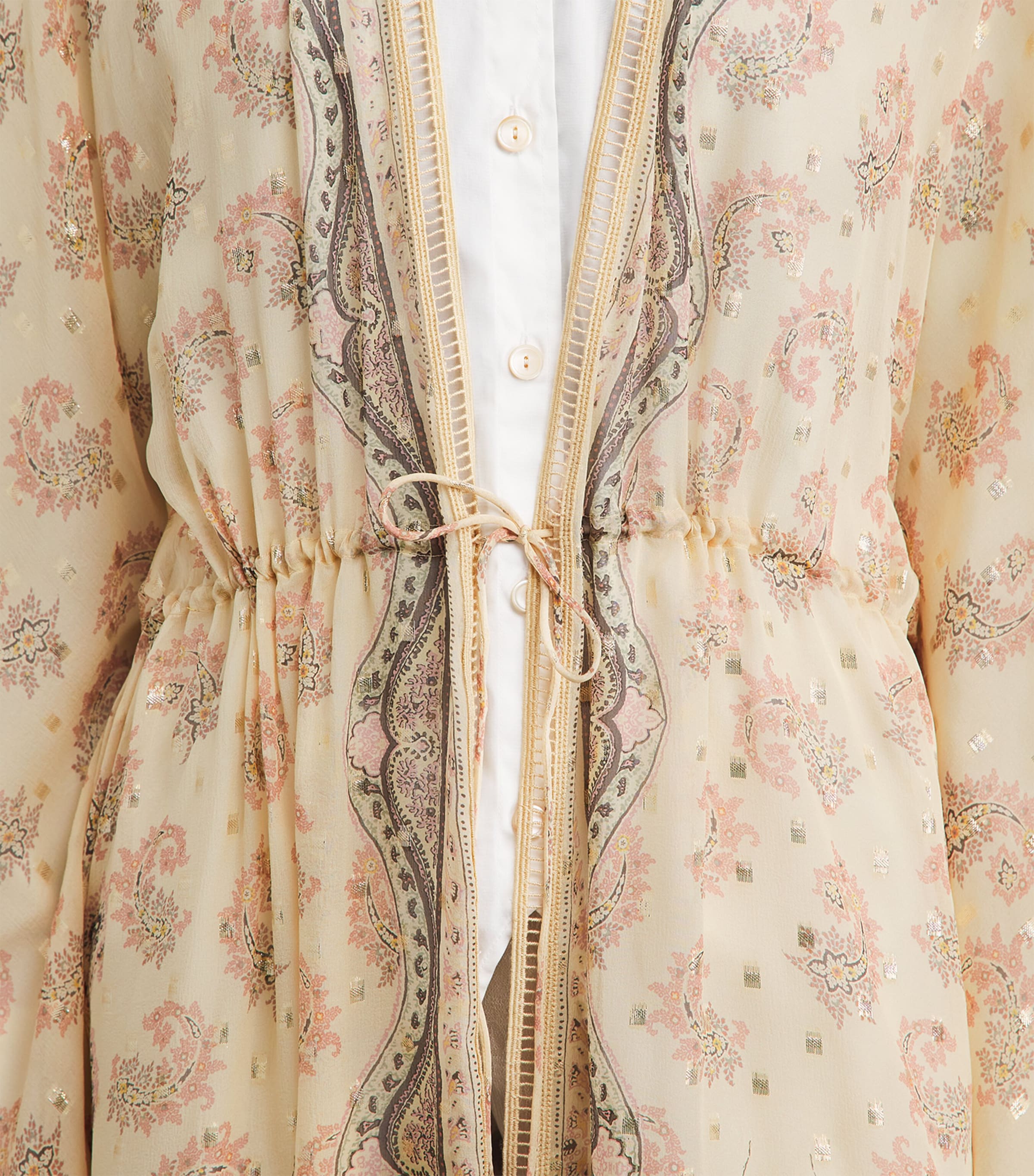 Etro Womens Silk-Lurex Paisley Robe Prnt/beig Base Image 3