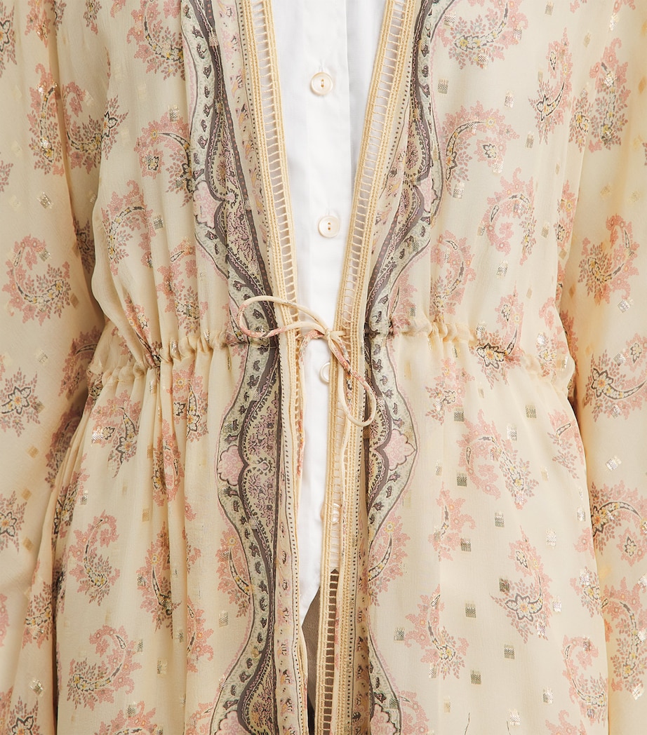 Etro Womens Silk-Lurex Paisley Robe Prnt/beig Base Image 3