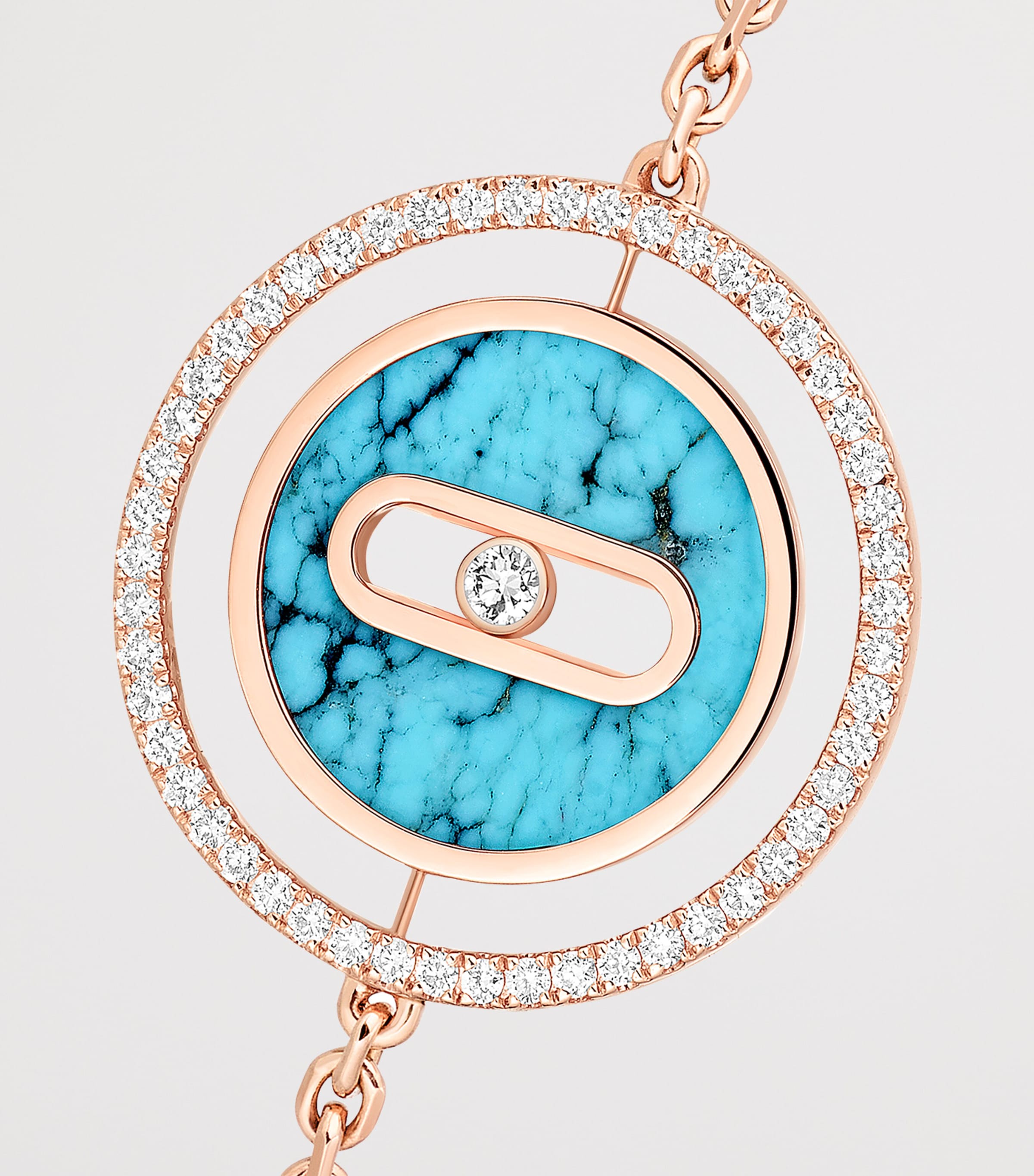 Messika Lucky Move Pink Gold, Diamond and Turquoise Bracelet (0.18ct) Pink Gold Image 3