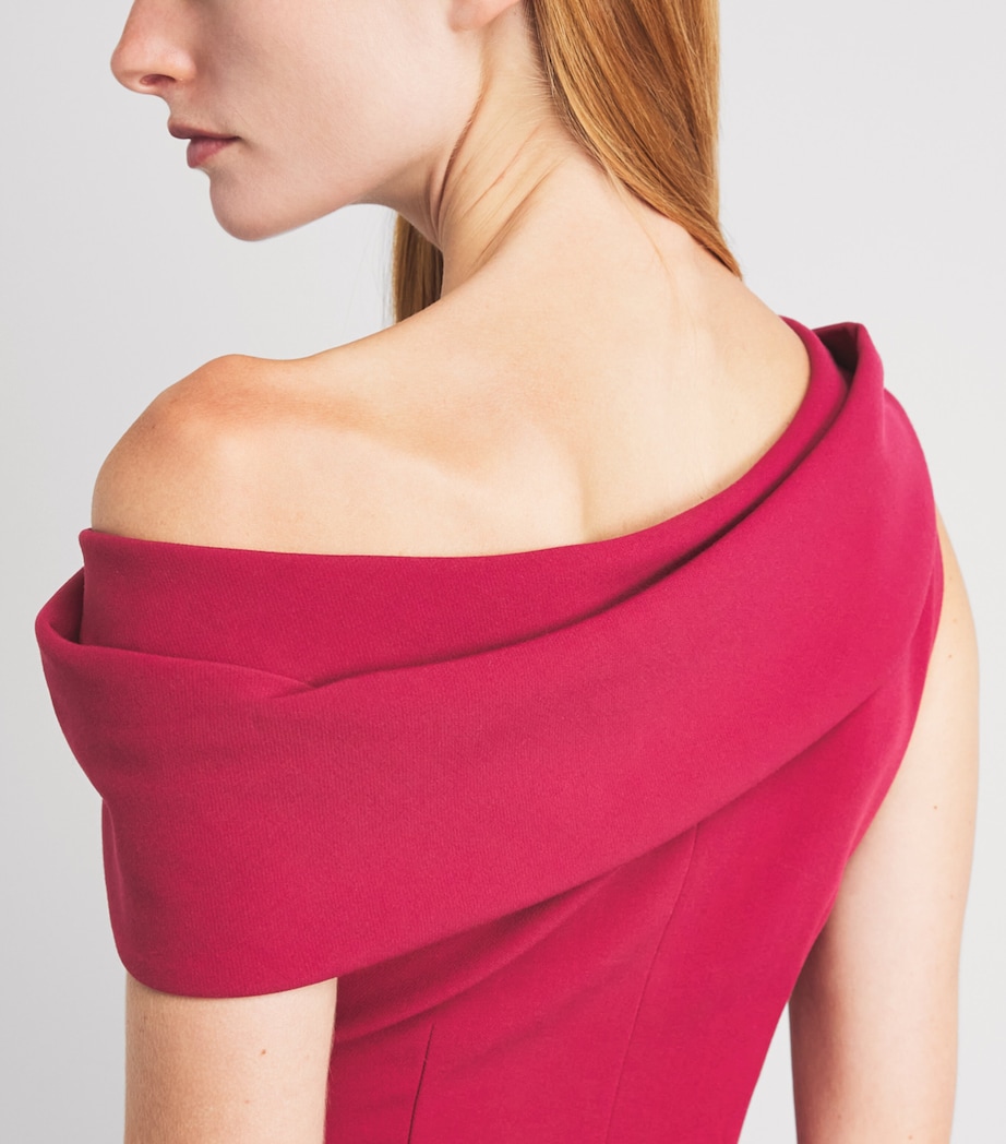 Roland Mouret Womens Asymmetric Midi Dress Dark Pink Image 5