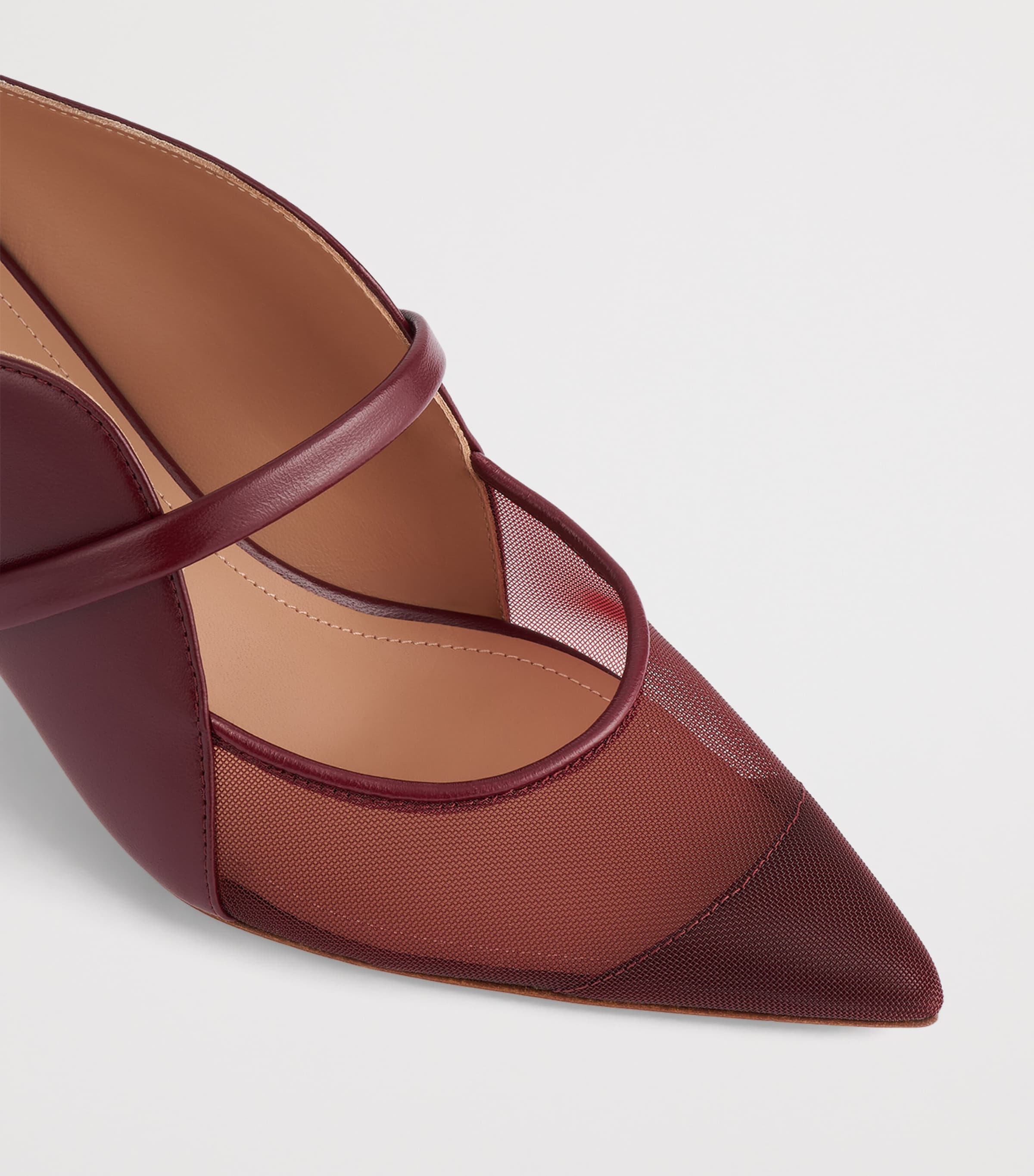 Malone Souliers Leather and Mesh Maureen Heeled Mules 45 Rosewood Image 5