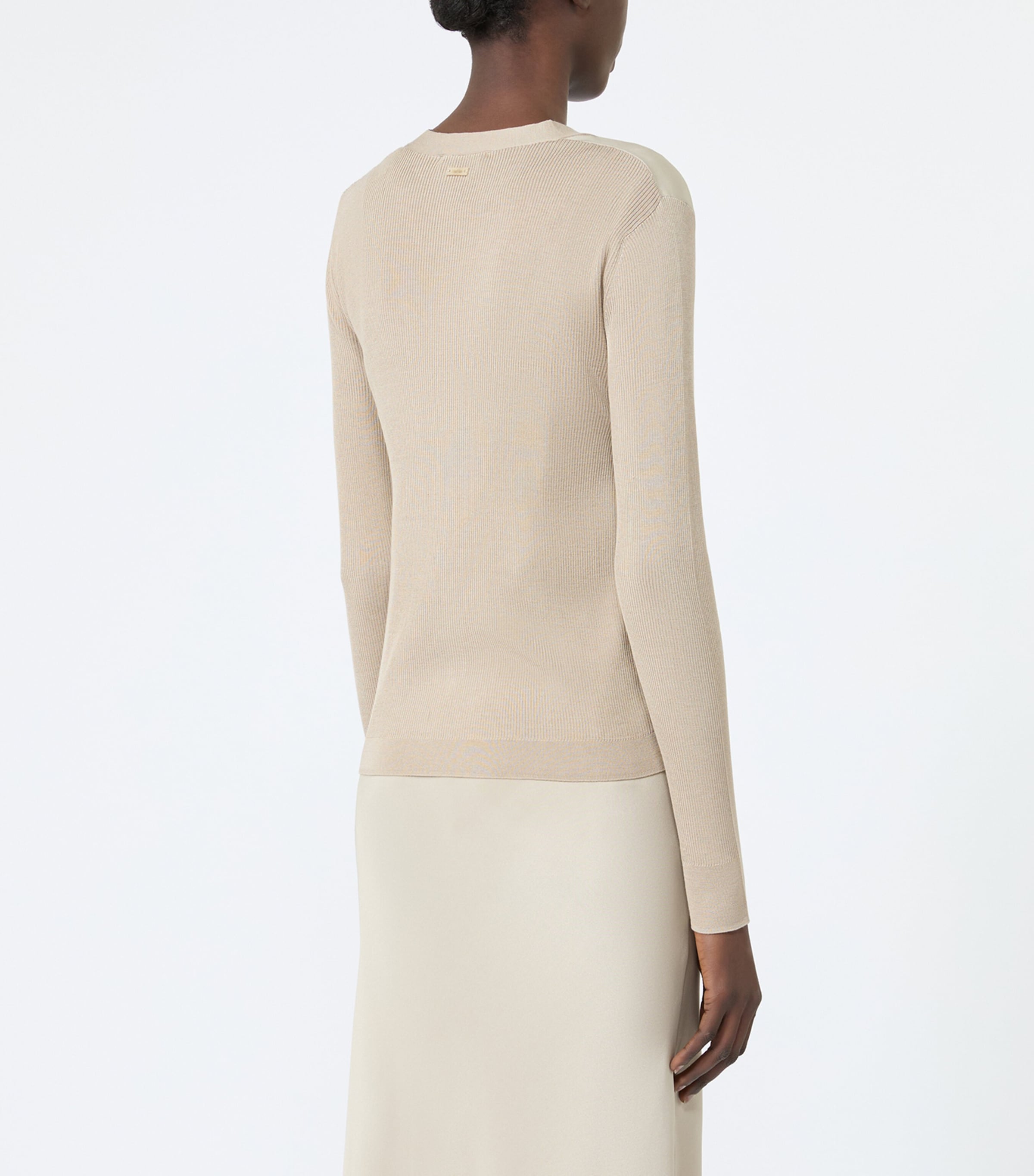 Max Mara Womens Silk-Cashmere Cardigan Stone Image 4