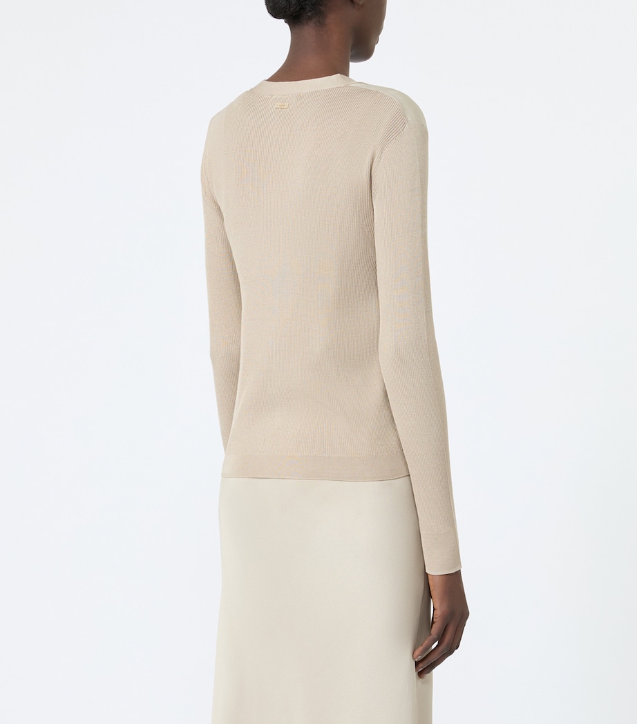 Max Mara Womens Silk-Cashmere Cardigan Stone Image 4