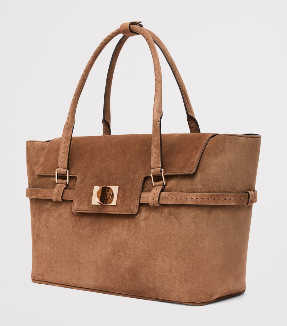Max Mara Womens Suede Margeux Top-Handle Bag Brown Image 3