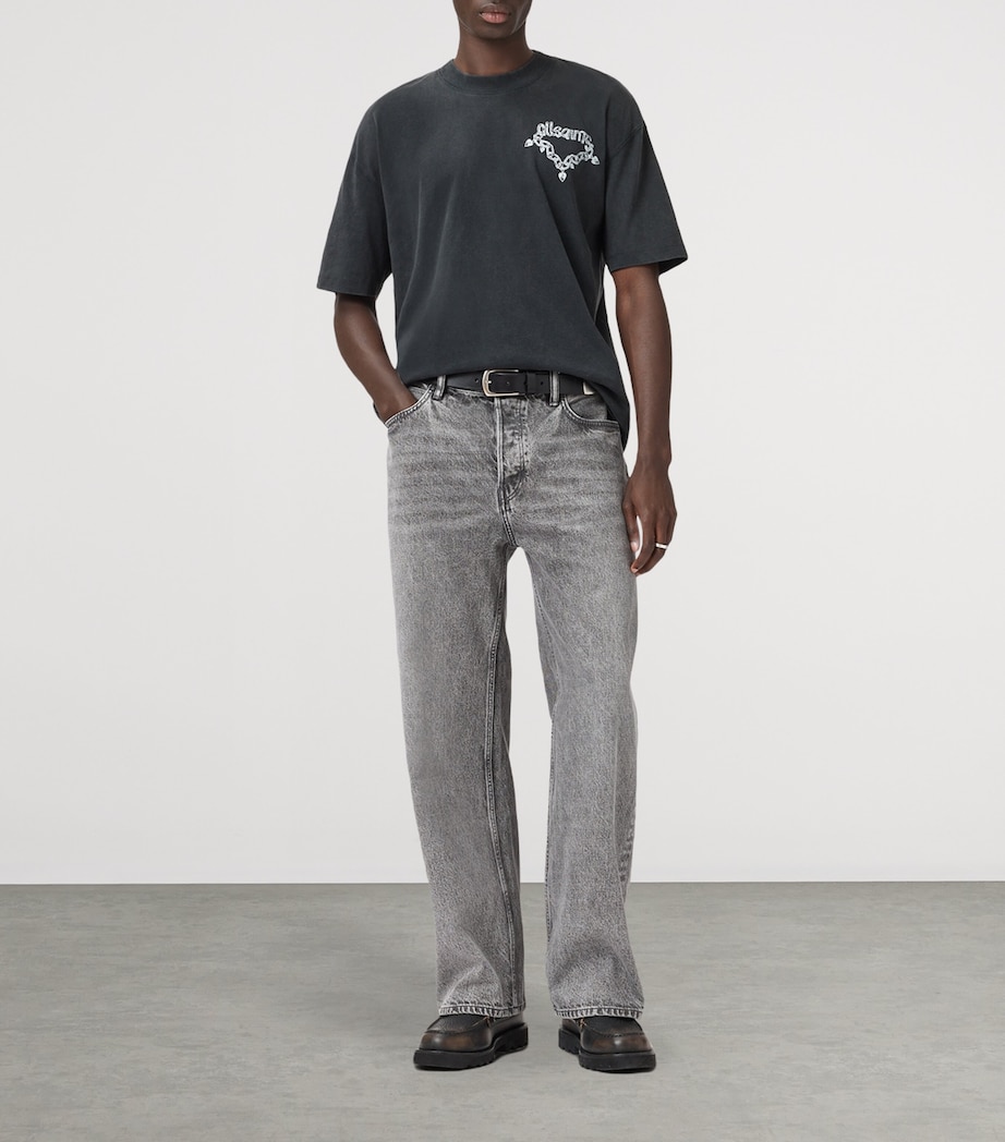 Cotton Printed Drip T-Shirt WASHED BLACK Image 2