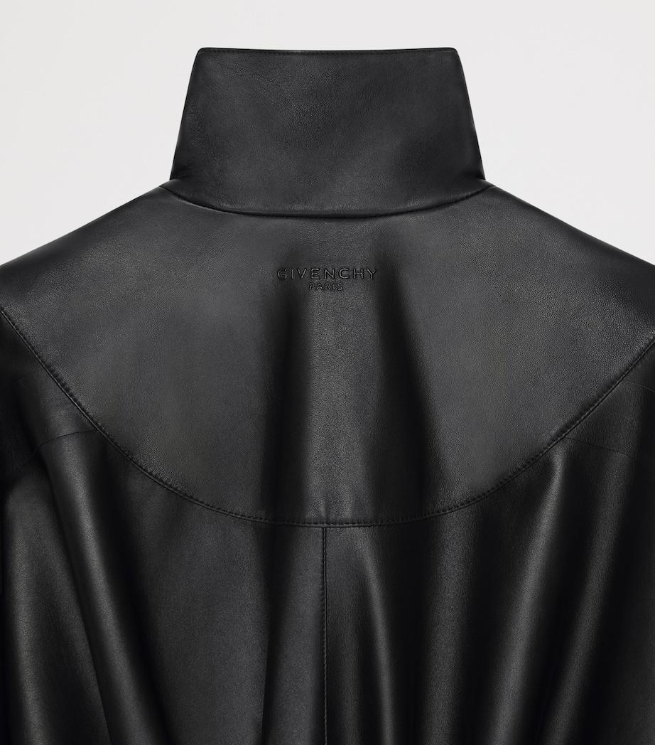 Givenchy Womens Gathered Leather Jacket Image 4