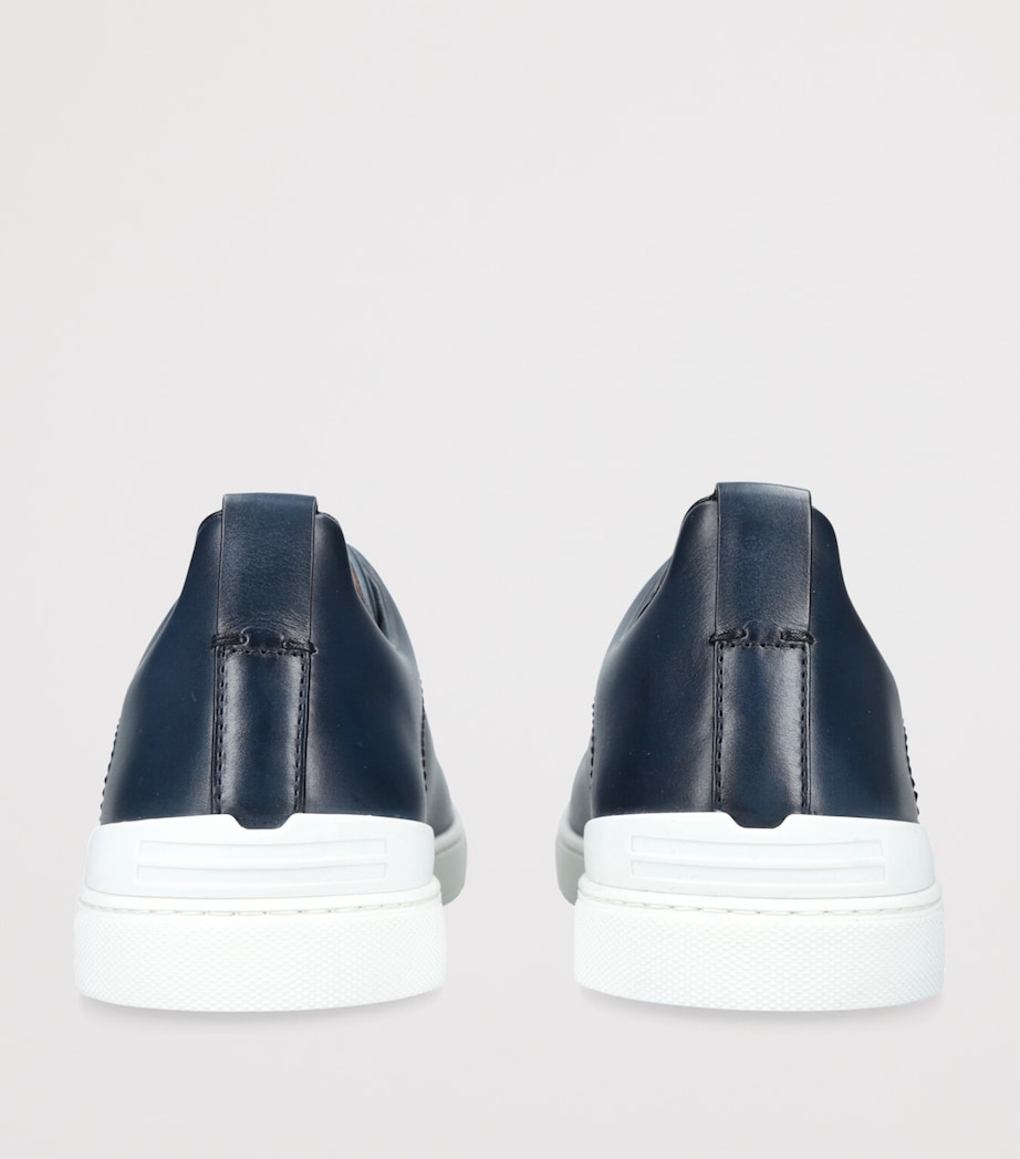 Leather Triple Stitch Sneakers NAVY Image 2