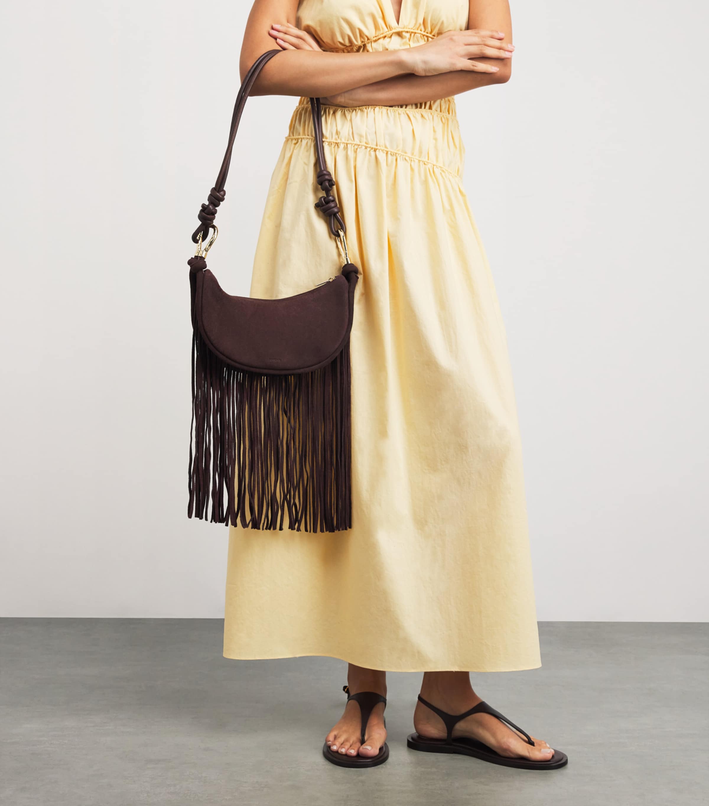 Suede Fringe Avery Cross-Body Bag CACAO Image 5