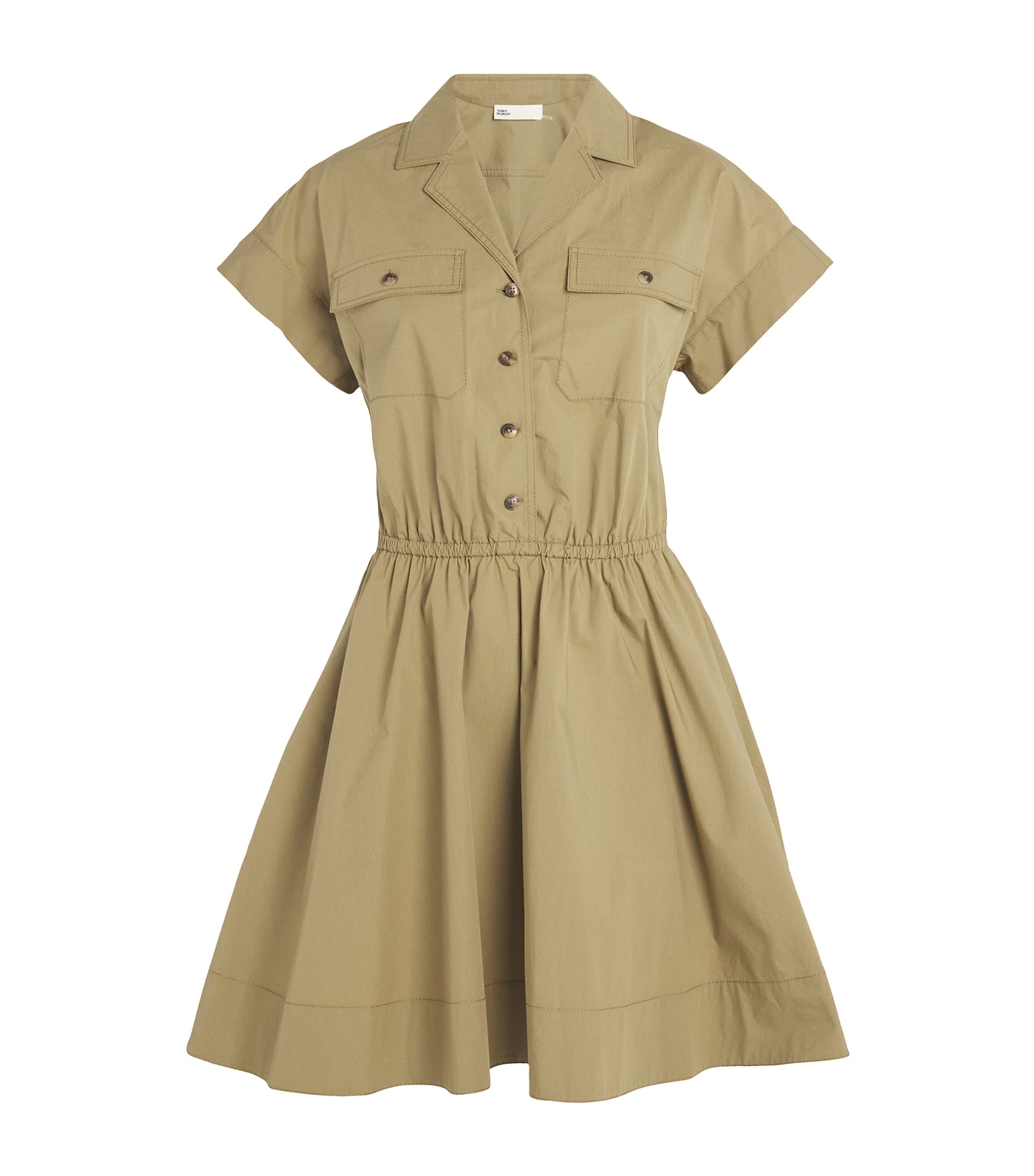 Shop Tory Burch Cotton Poplin Shirt Mini Dress In Green