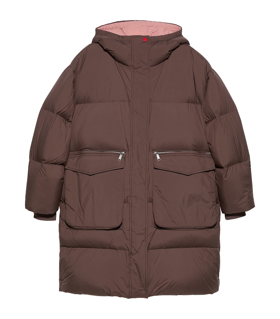 MAX&Co. Womens Hooded Puffer Jacket Dark Brown Image 1