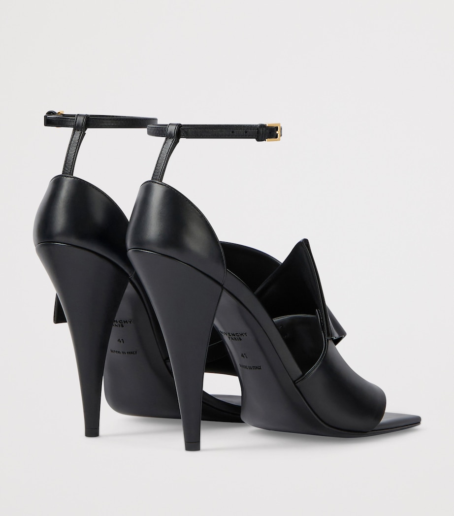 Leather Twisted Ribbon Heeled Sandals 95 BLACK Image 5