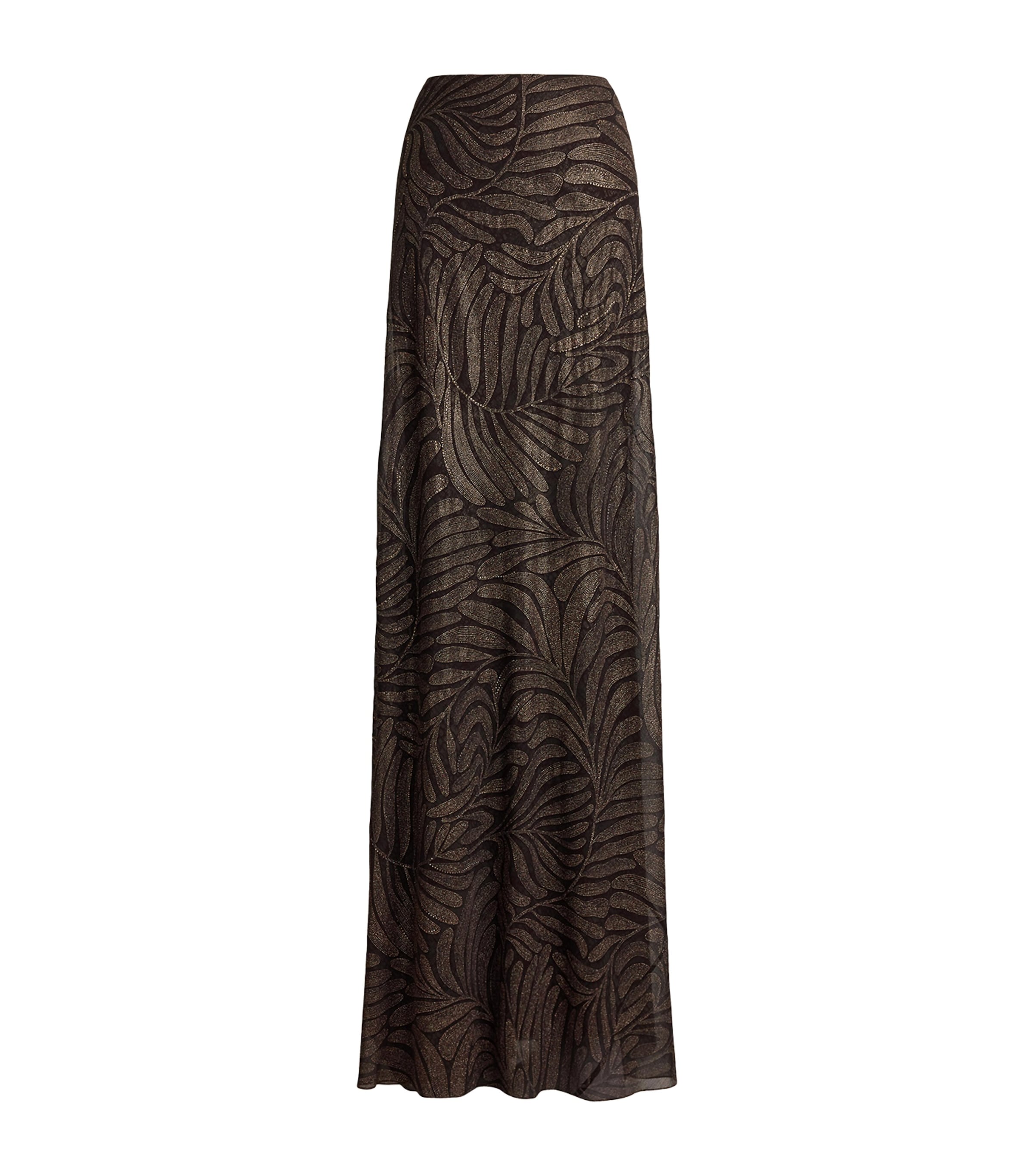 Ralph Lauren Collection Womens Foiled Silk Chiffon Masina Maxi Skirt Bronzed Deco Image 1