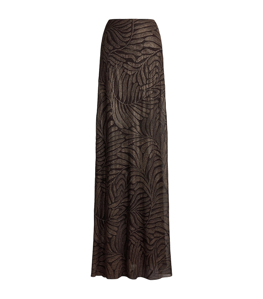 Ralph Lauren Collection Womens Foiled Silk Chiffon Masina Maxi Skirt Bronzed Deco Image 1
