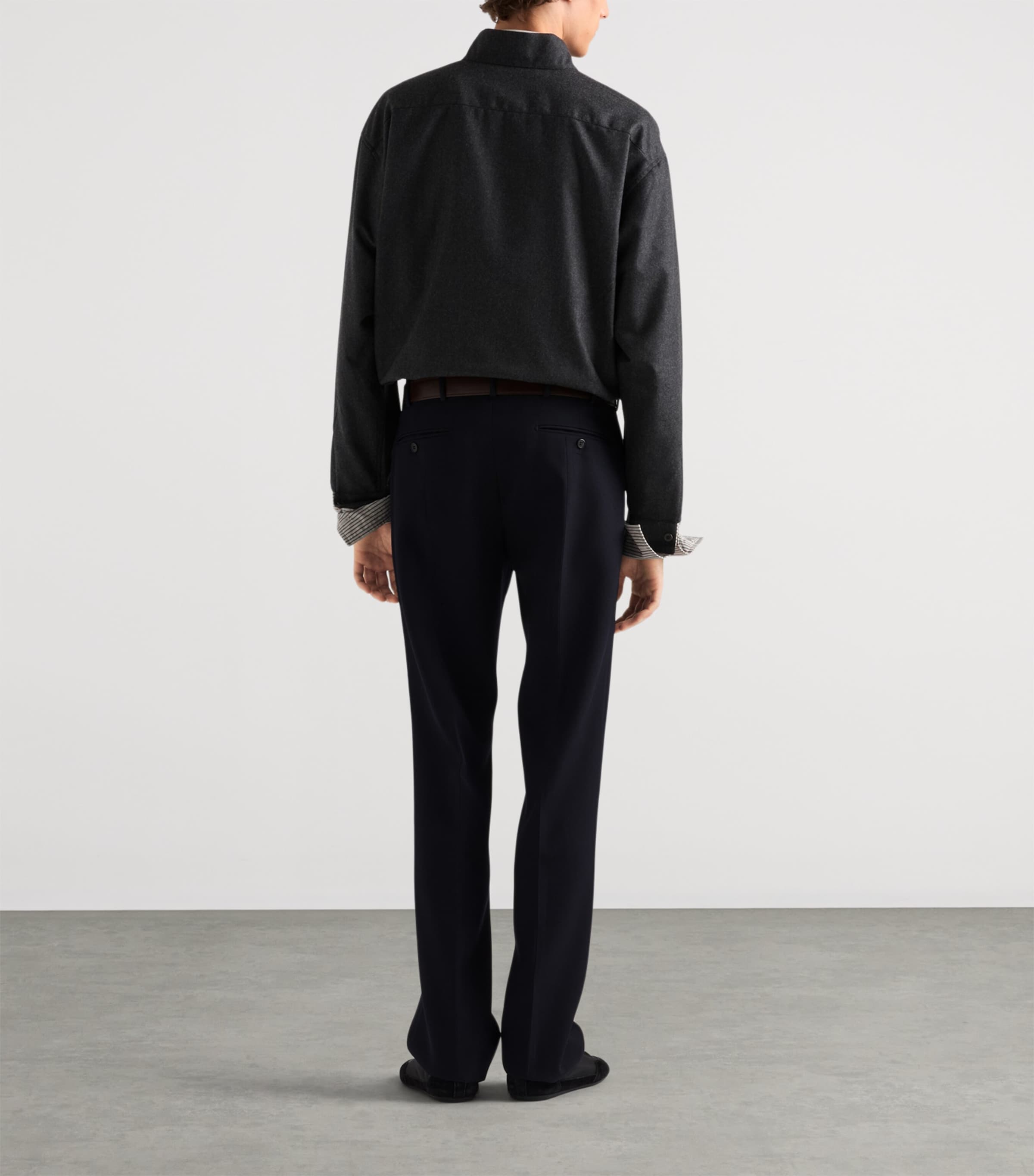 Prada Mens Wool Triangle Zip-Up Jacket Grey Image 5