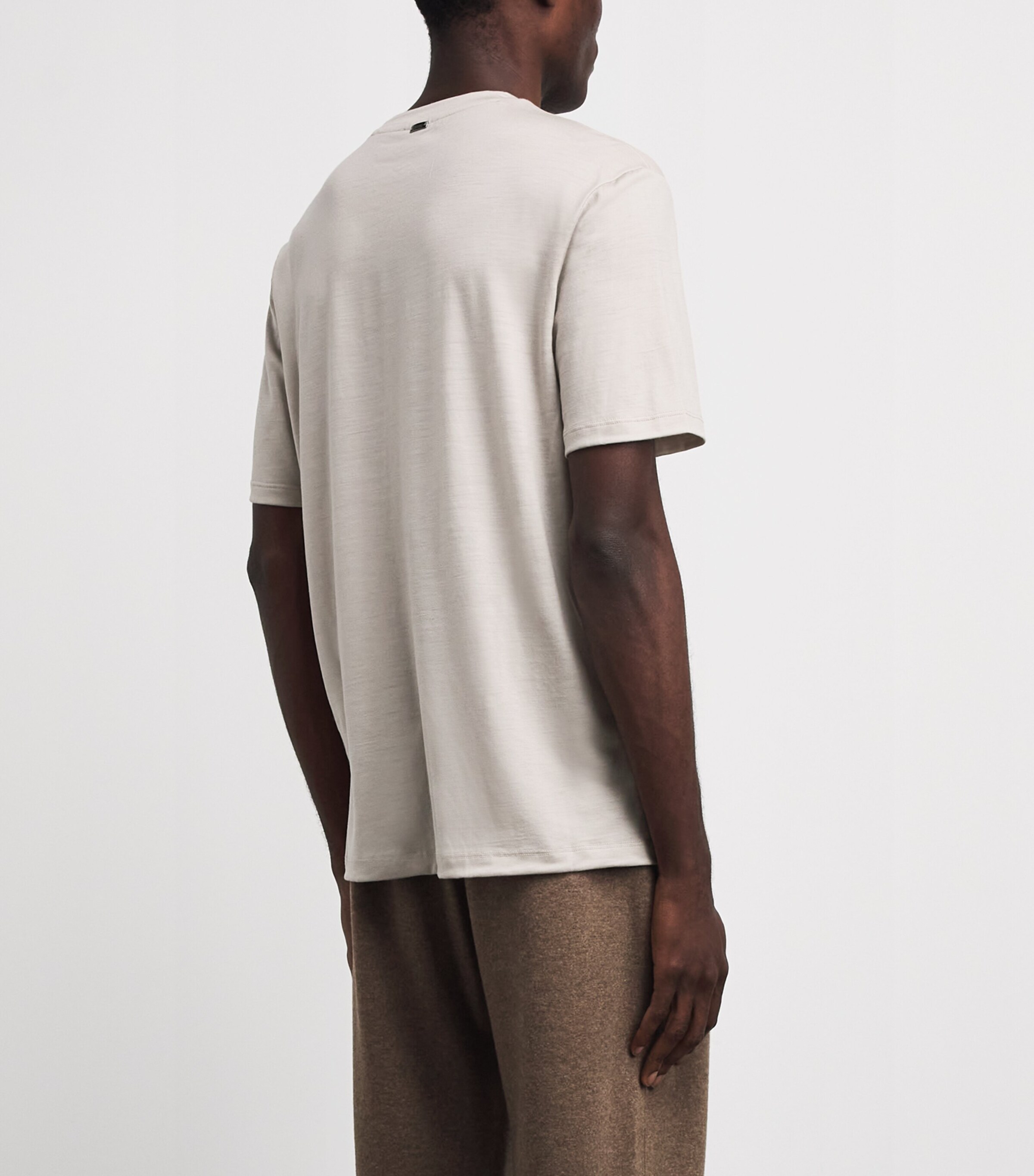 Herno Mens Wool Logo T-Shirt Chantilly Image 5