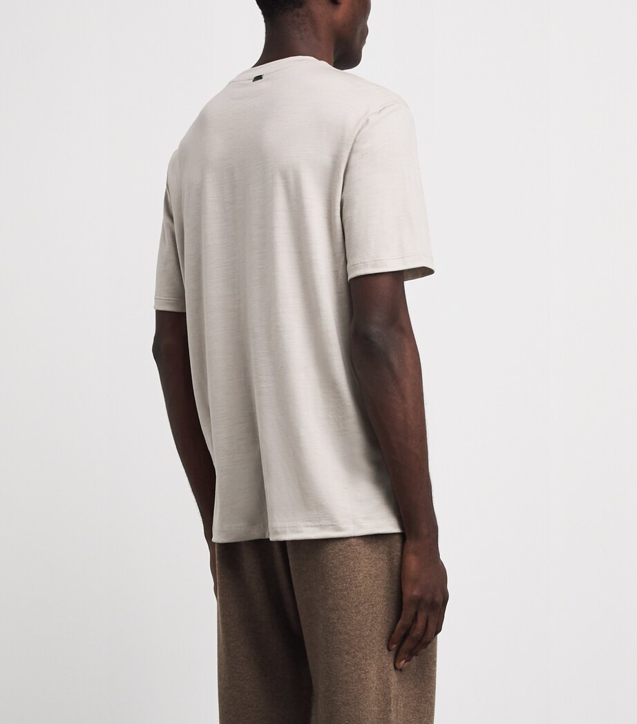 Herno Mens Wool Logo T-Shirt Chantilly Image 5