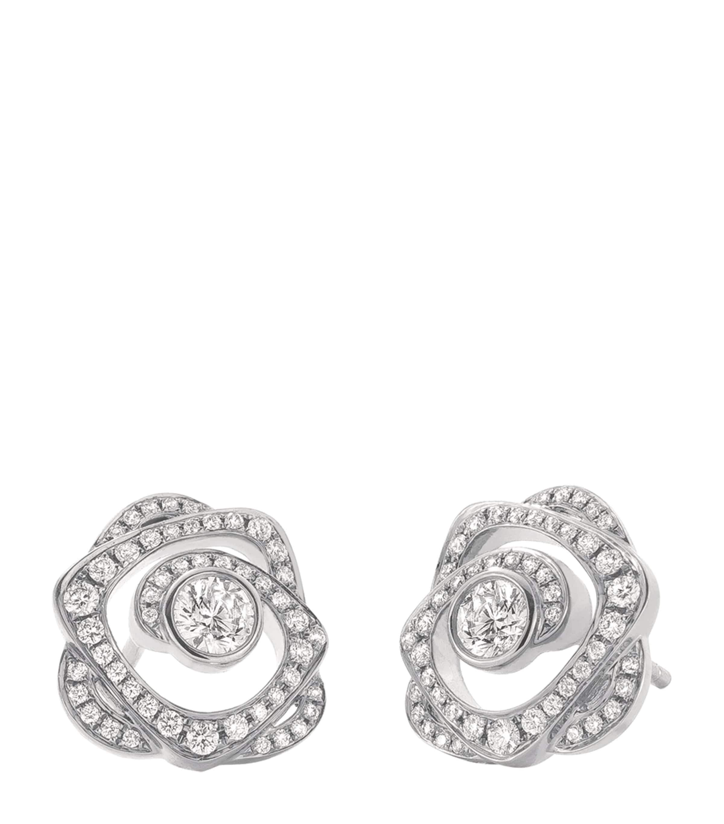 BOODLES PLATINUM AND DIAMOND MAYMAY ROSE EARRINGS 