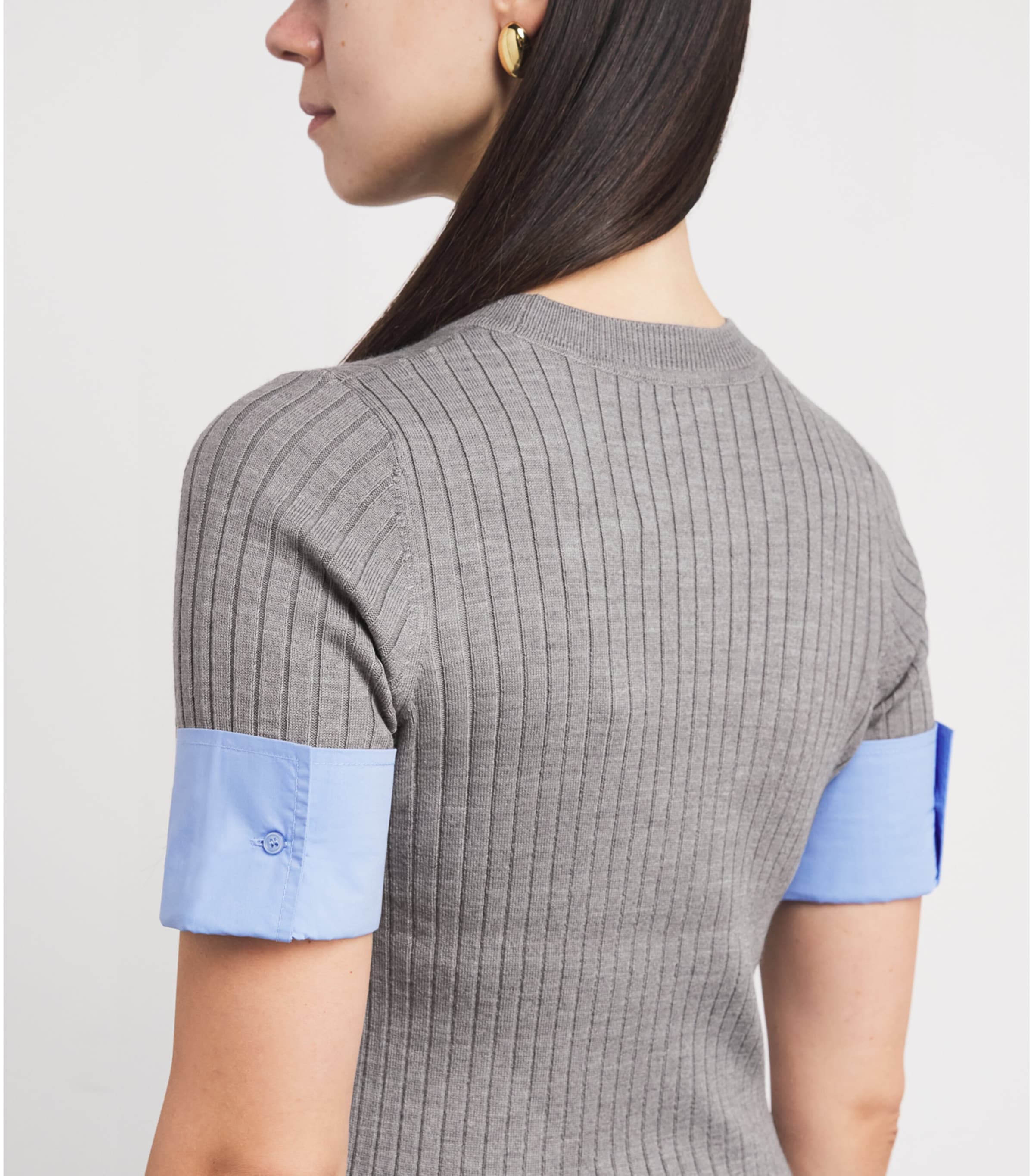 Cuffed Knitted Top GREY Image 6