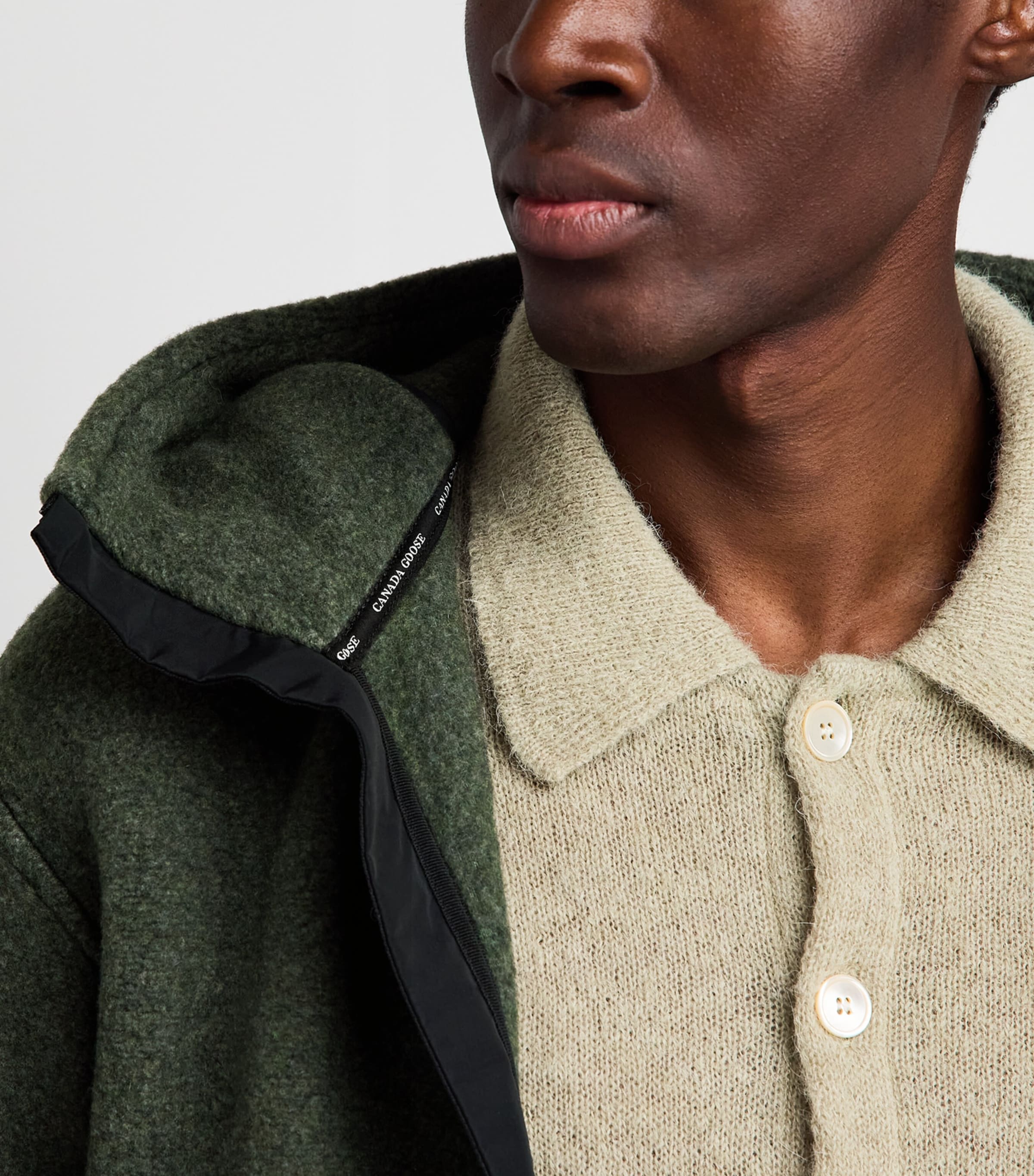 Canada Goose Mens Wool-Blend Fleece Chilliwack Bomber Jacket Moss Khaki Image 3