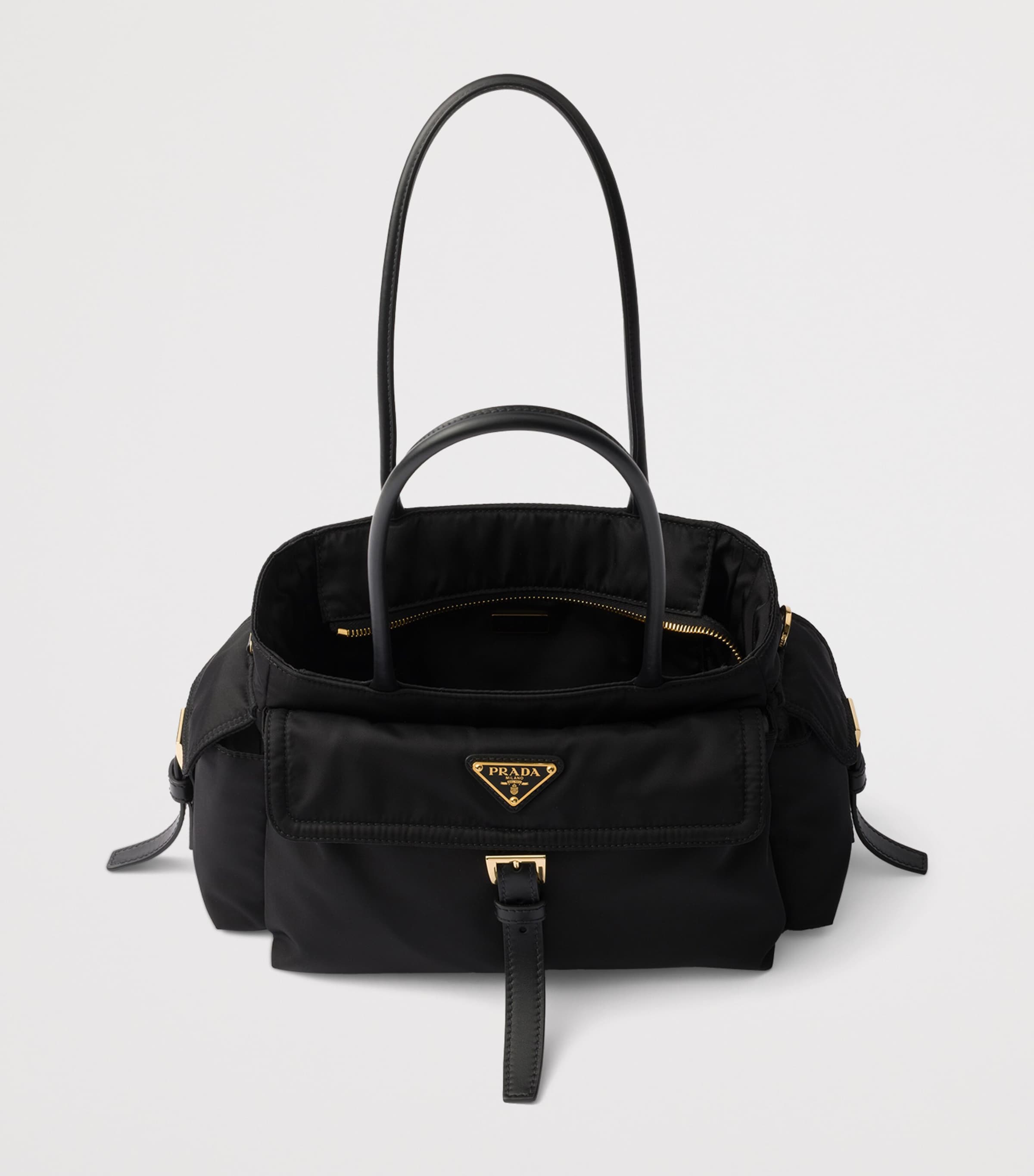 Medium Re-Nylon and Leather Explore Top-Handle Bag F0002 Image 5