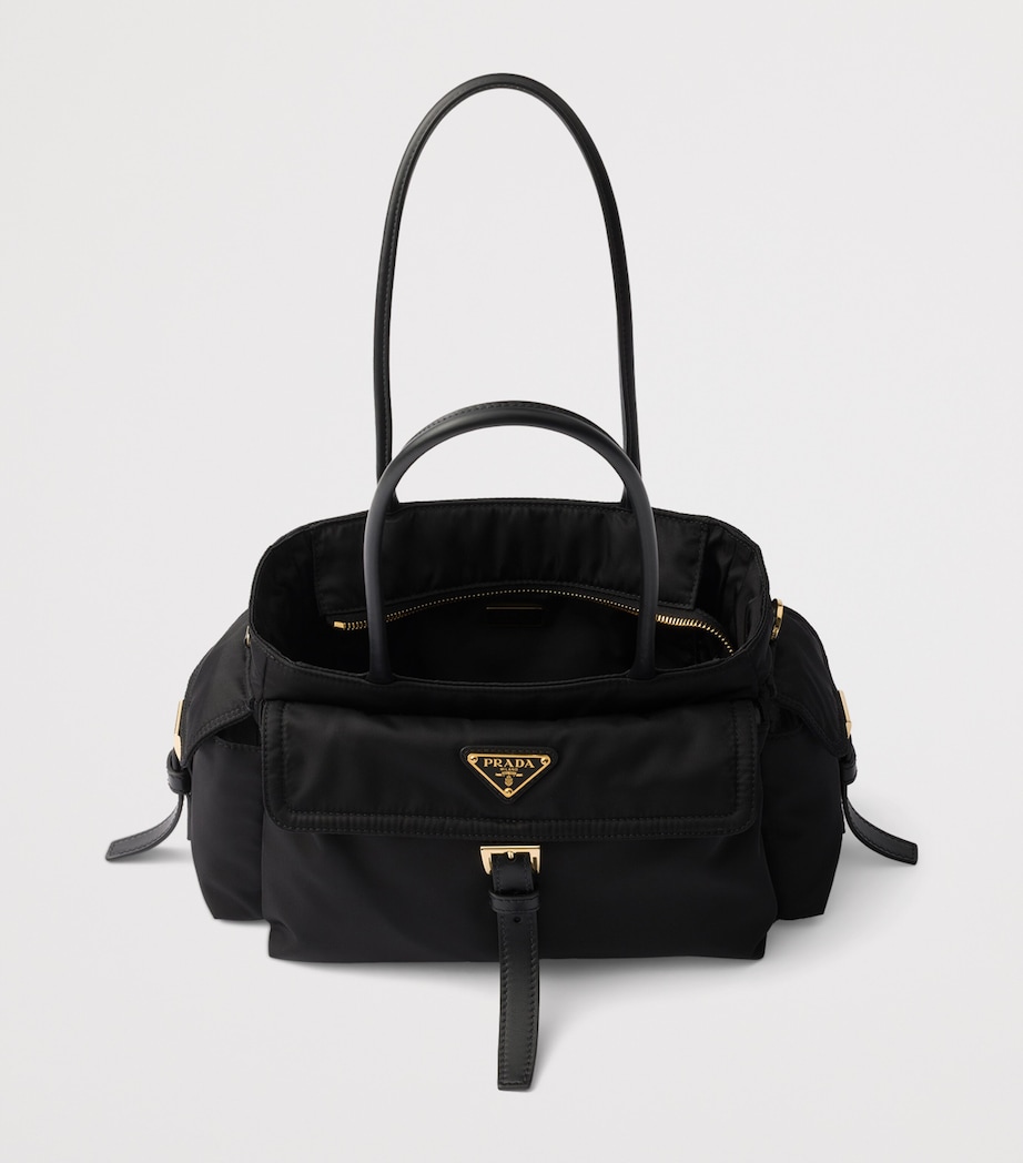 Medium Re-Nylon and Leather Explore Top-Handle Bag F0002 Image 5
