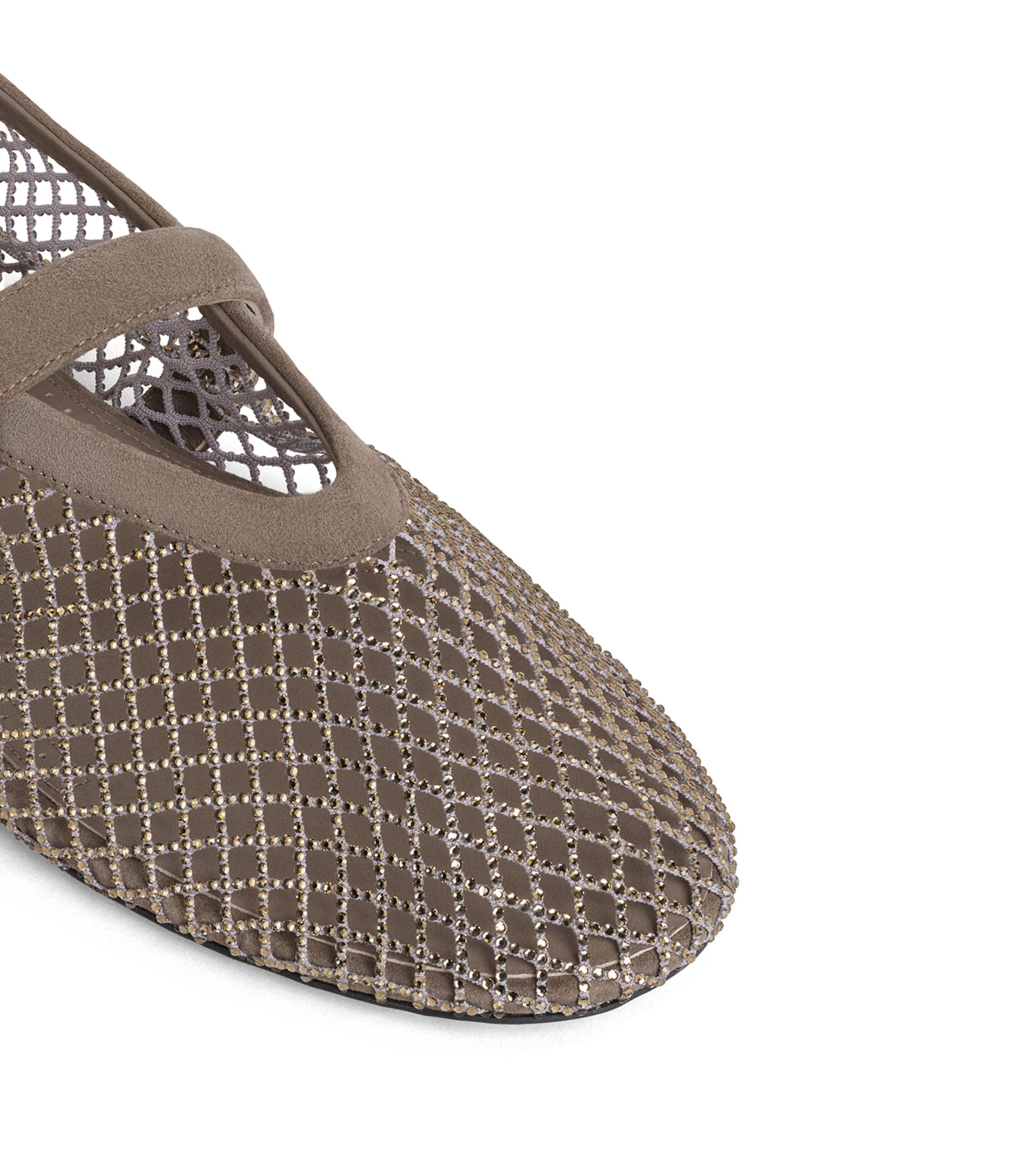 Beaded Mesh Ballet Flats ARGENT Image 4