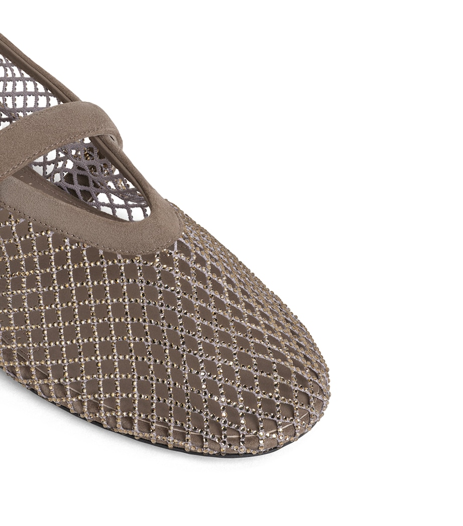 Beaded Mesh Ballet Flats ARGENT Image 4