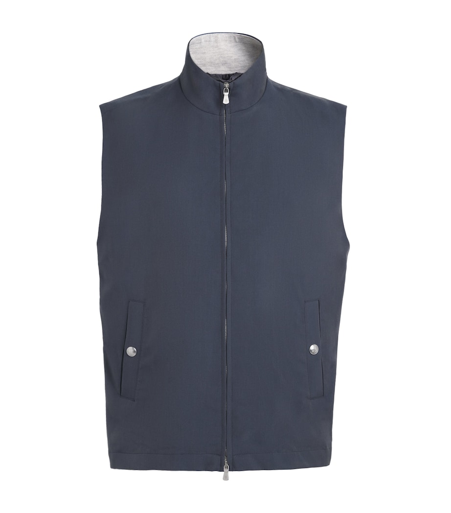 Eleventy Mens Silk Technical Gilet Blu Image 1