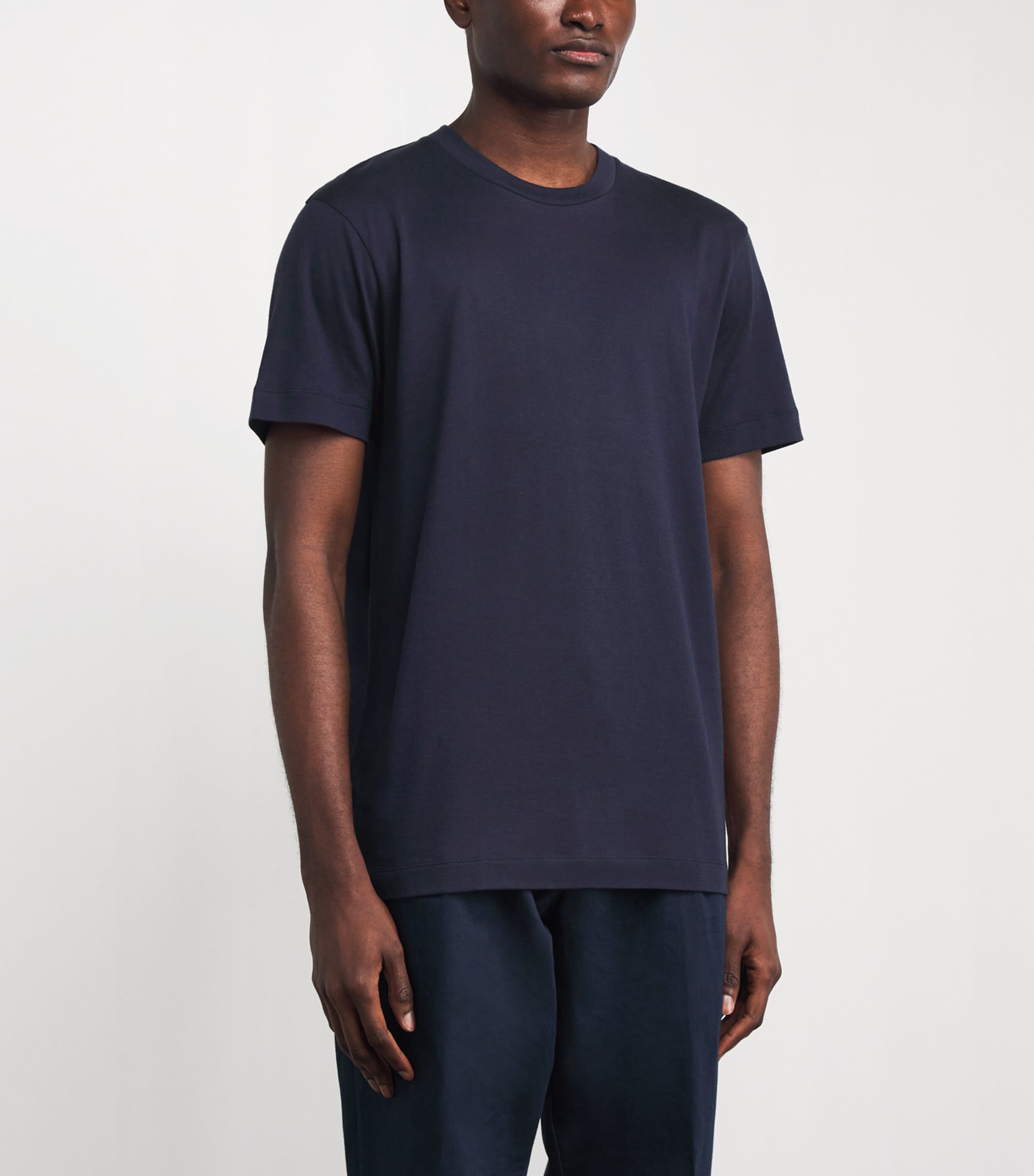 Sunspel Mens Cotton-Silk-Cashmere T-Shirt Buaa Navy Image 4