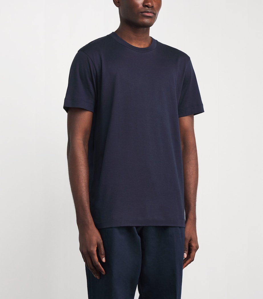 Sunspel Mens Cotton-Silk-Cashmere T-Shirt Buaa Navy Image 4