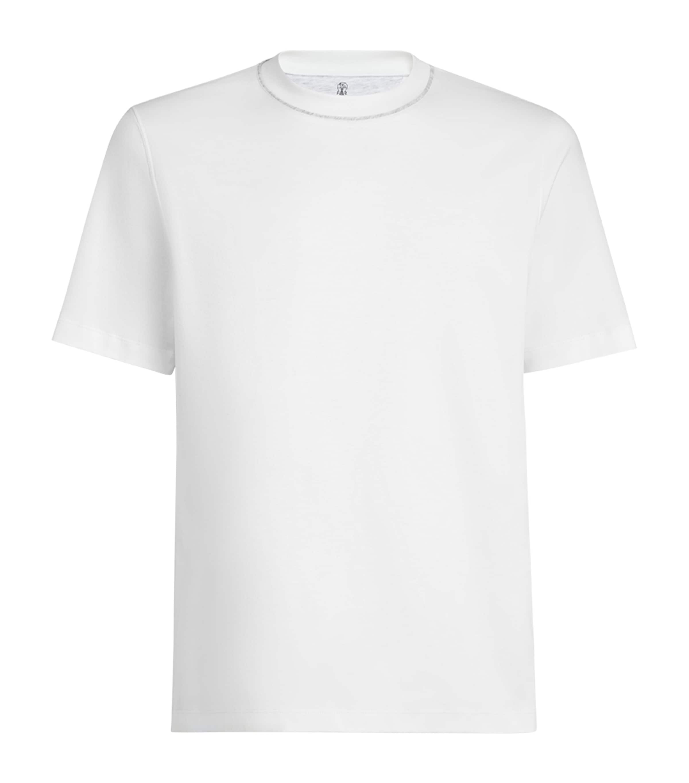 Brunello Cucinelli Mens Cotton Piped T-Shirt Image 1
