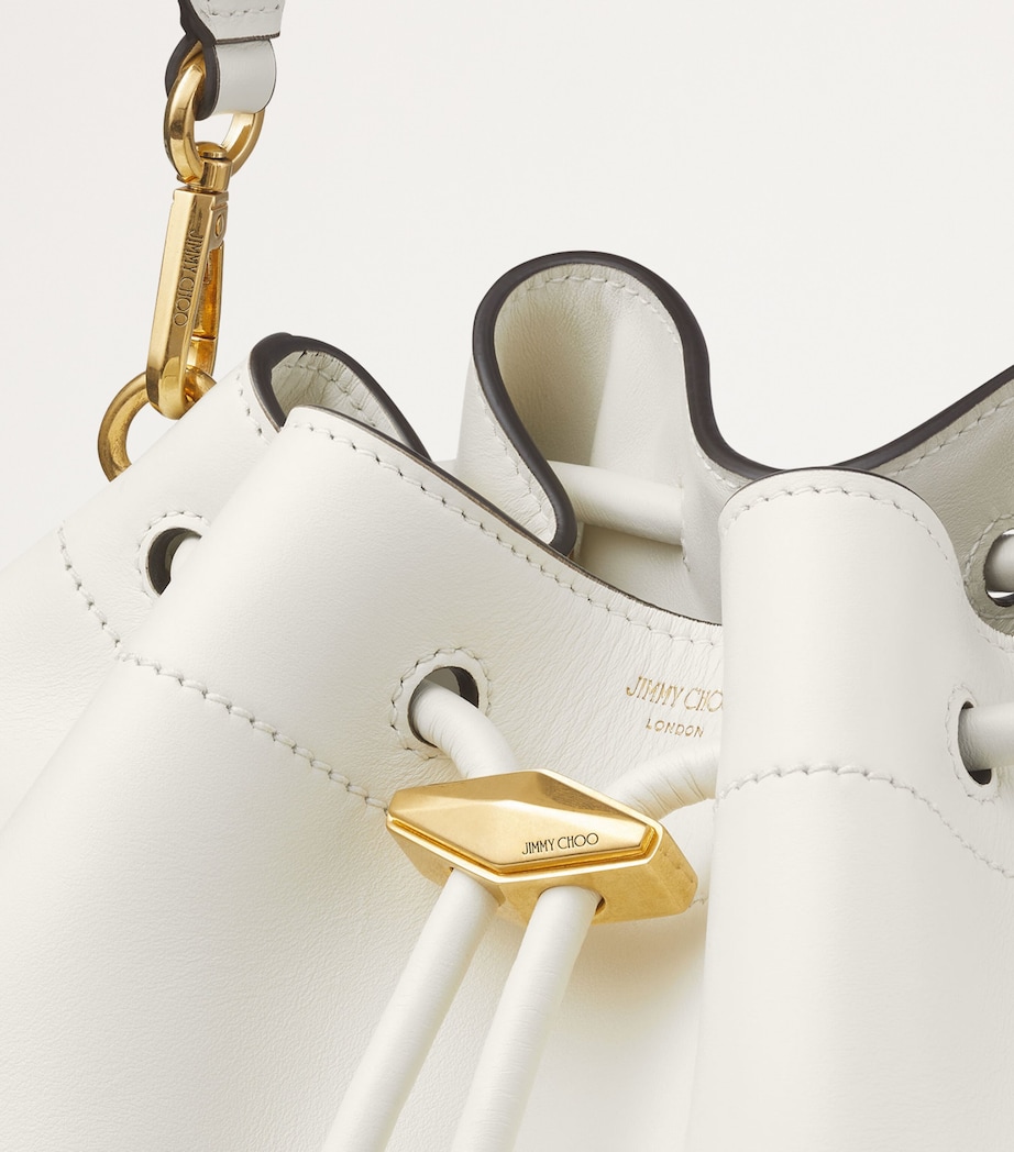 Medium Leather Cinch Shoulder Bag LATTE/GOLD Image 6