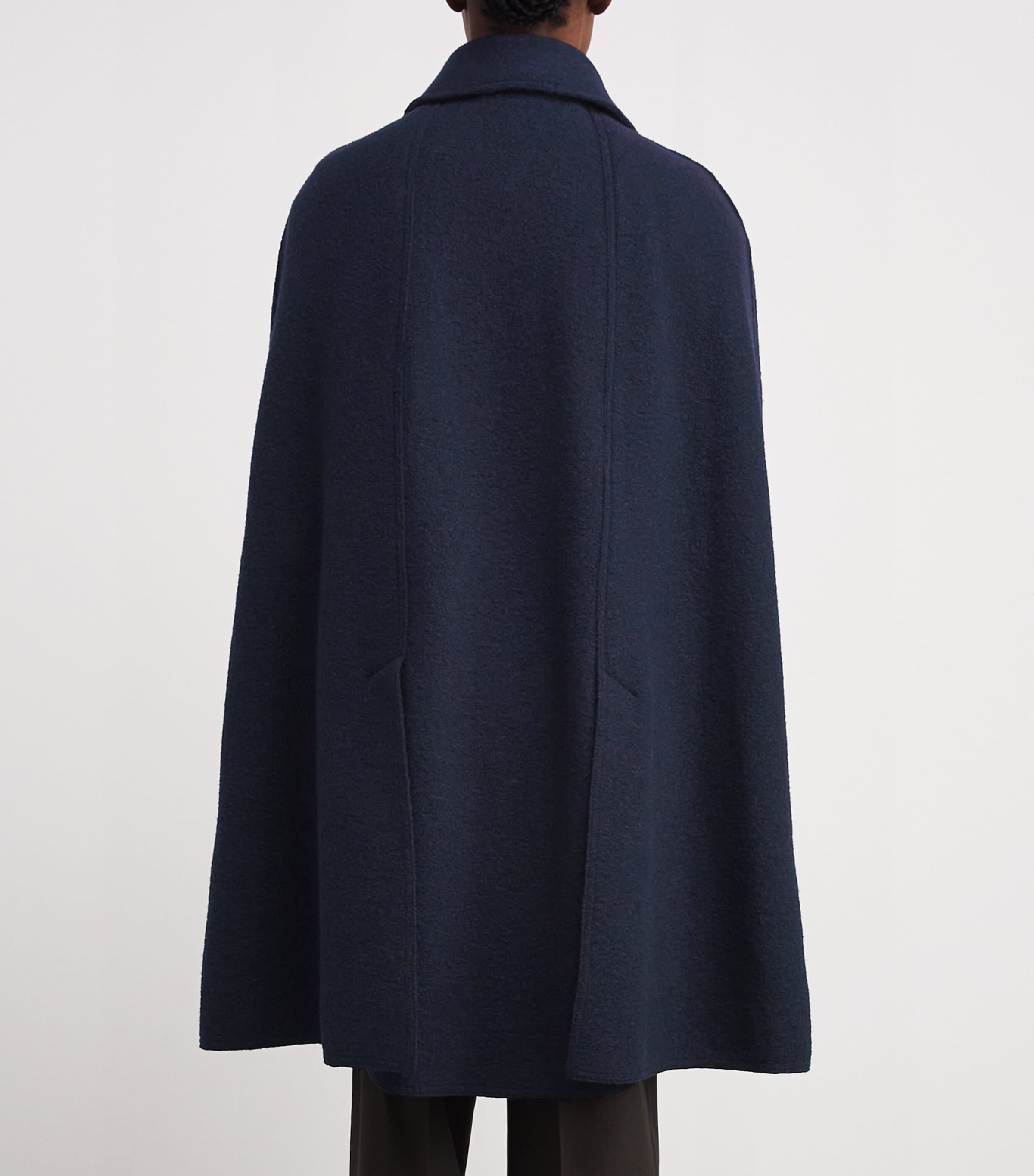 Wool Collared Cape Coat 016 NAVY Image 4