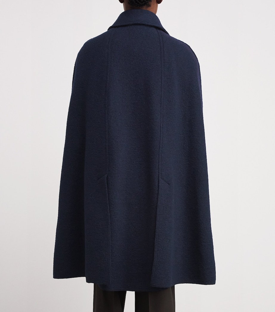 Wool Collared Cape Coat 016 NAVY Image 4