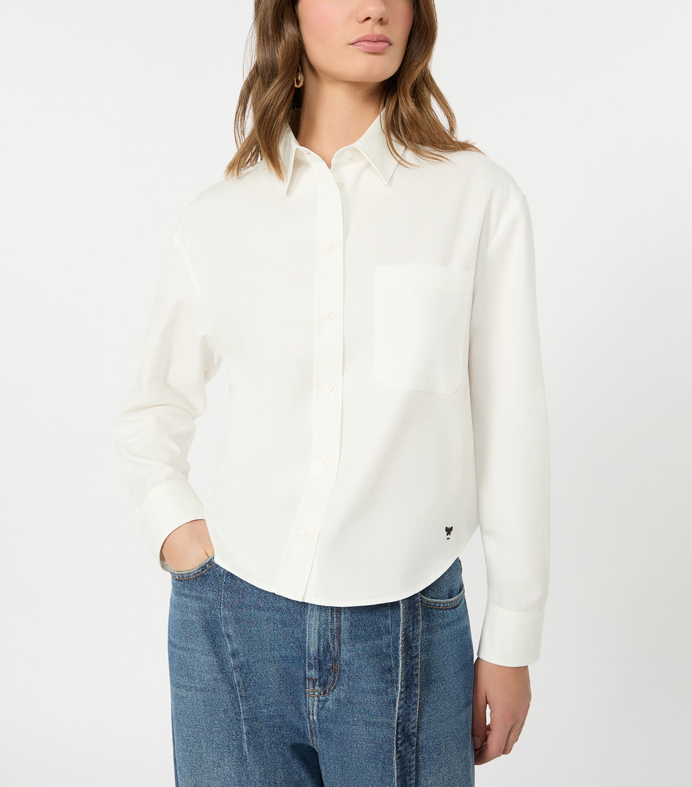 Weekend Max Mara Womens Cotton Cropped Shirt White Image 5