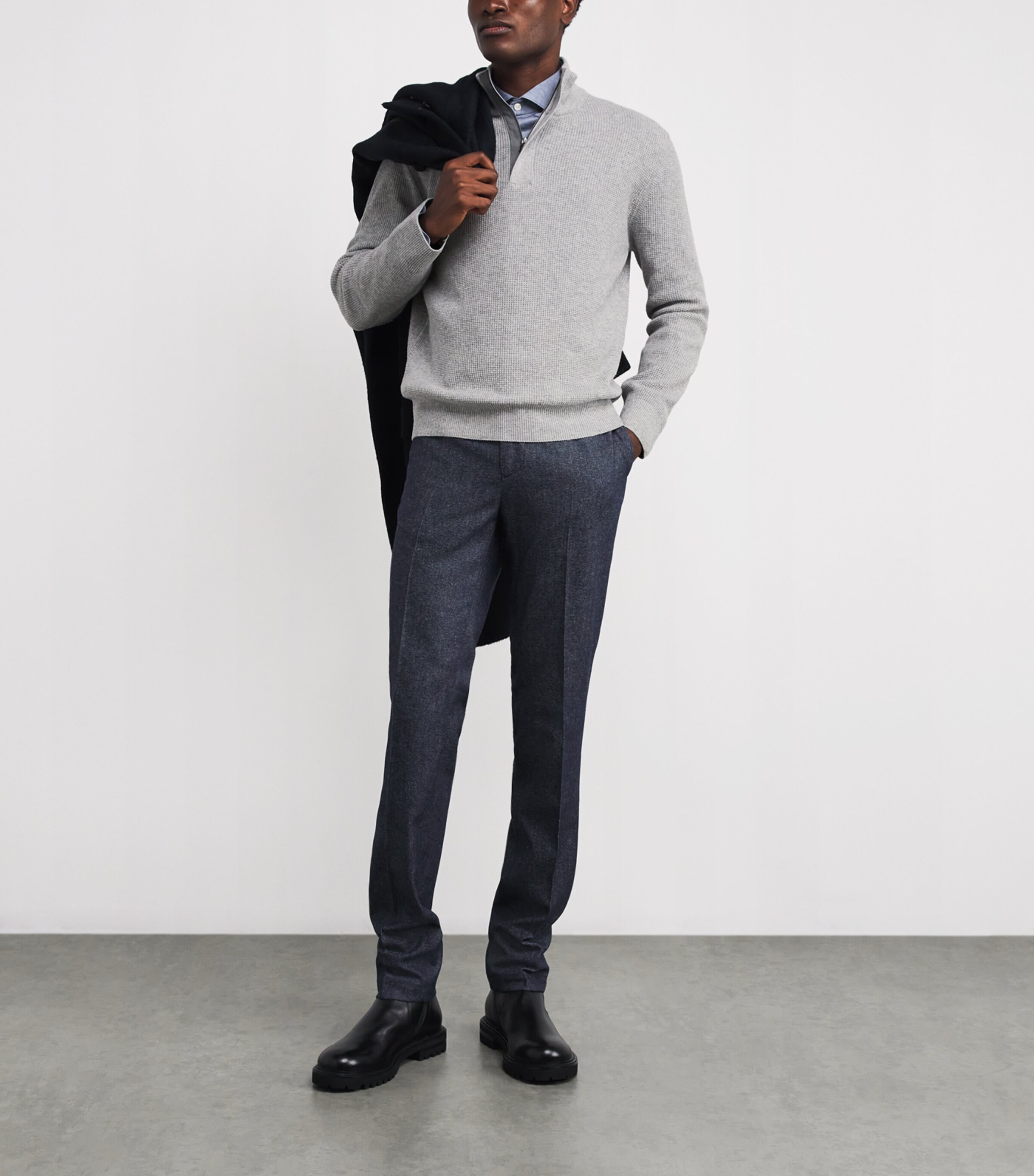 Canali Mens Wool-Cashmere Quarter-Zip Sweater Image 2
