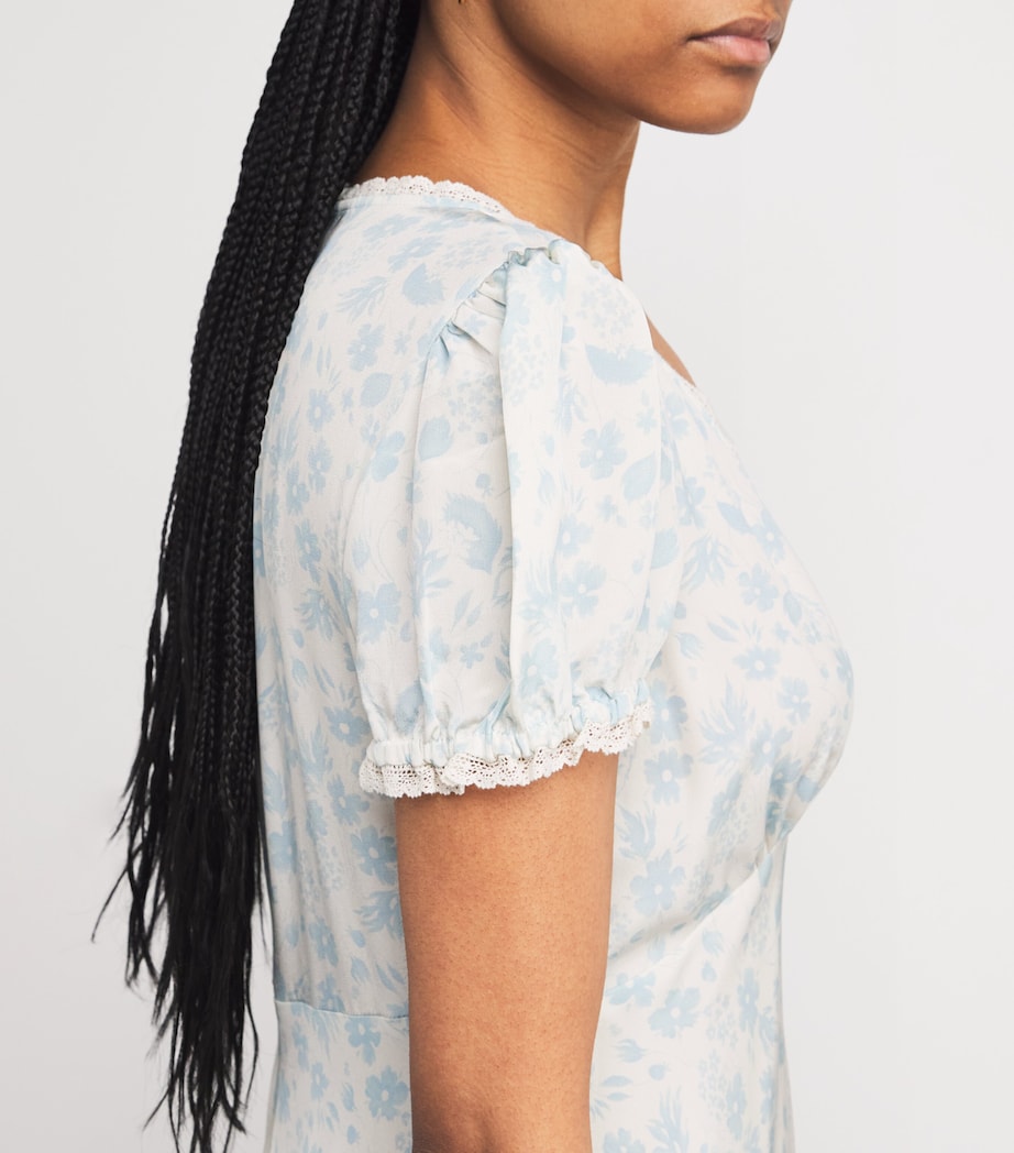 Silk Floral Midi Dress WHITE Image 6