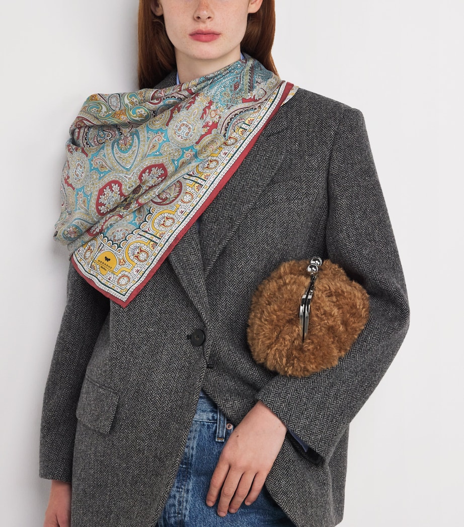 Silk Printed Square Scarf DARK BROWN Image 2