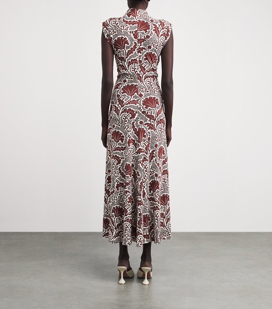 ME+EM Womens Floral High-Neck Maxi Dress Cinnamon Brown Multi Image 4