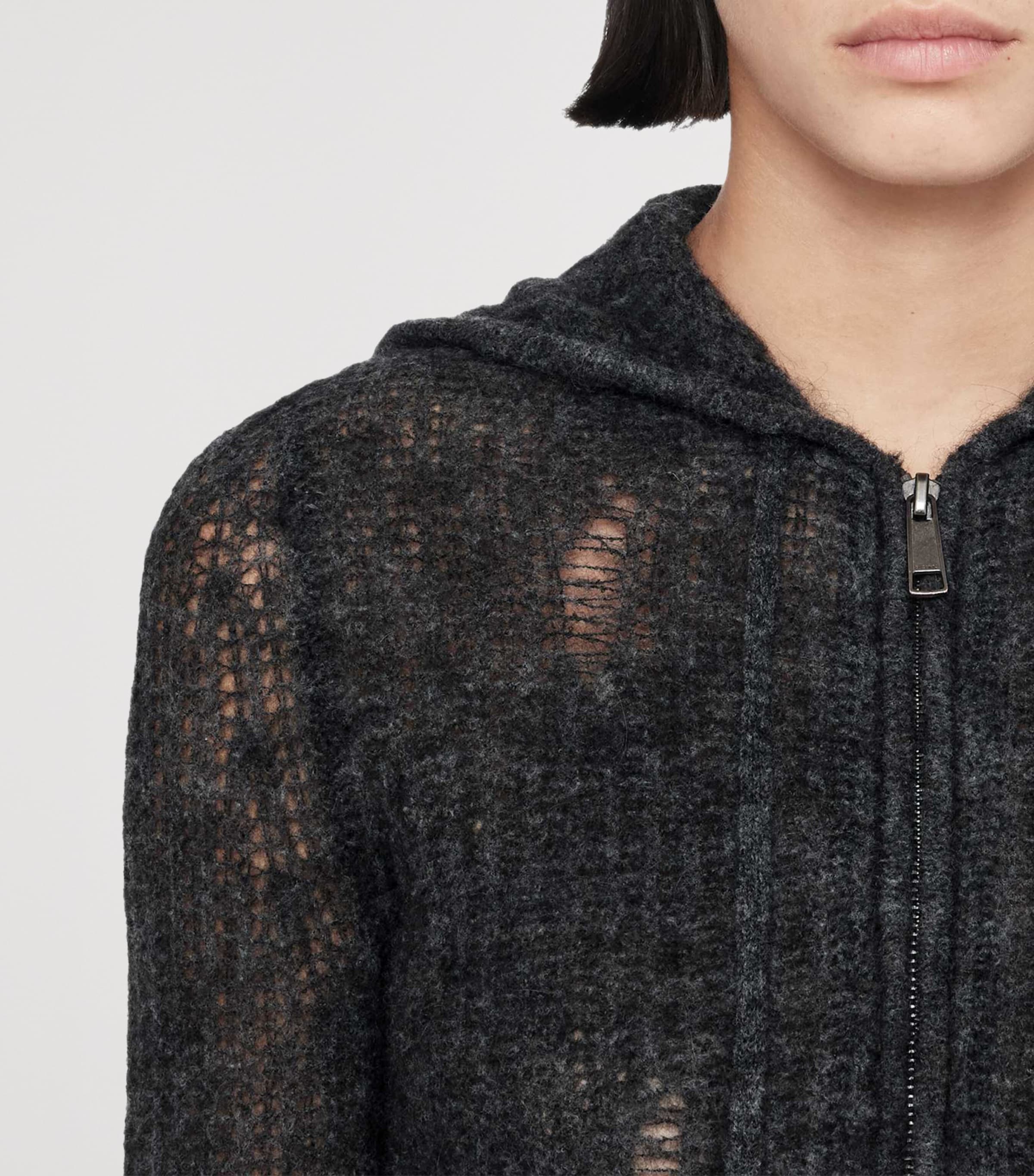 AllSaints Womens Mabel Hoodie Charcoal Grey Image 4